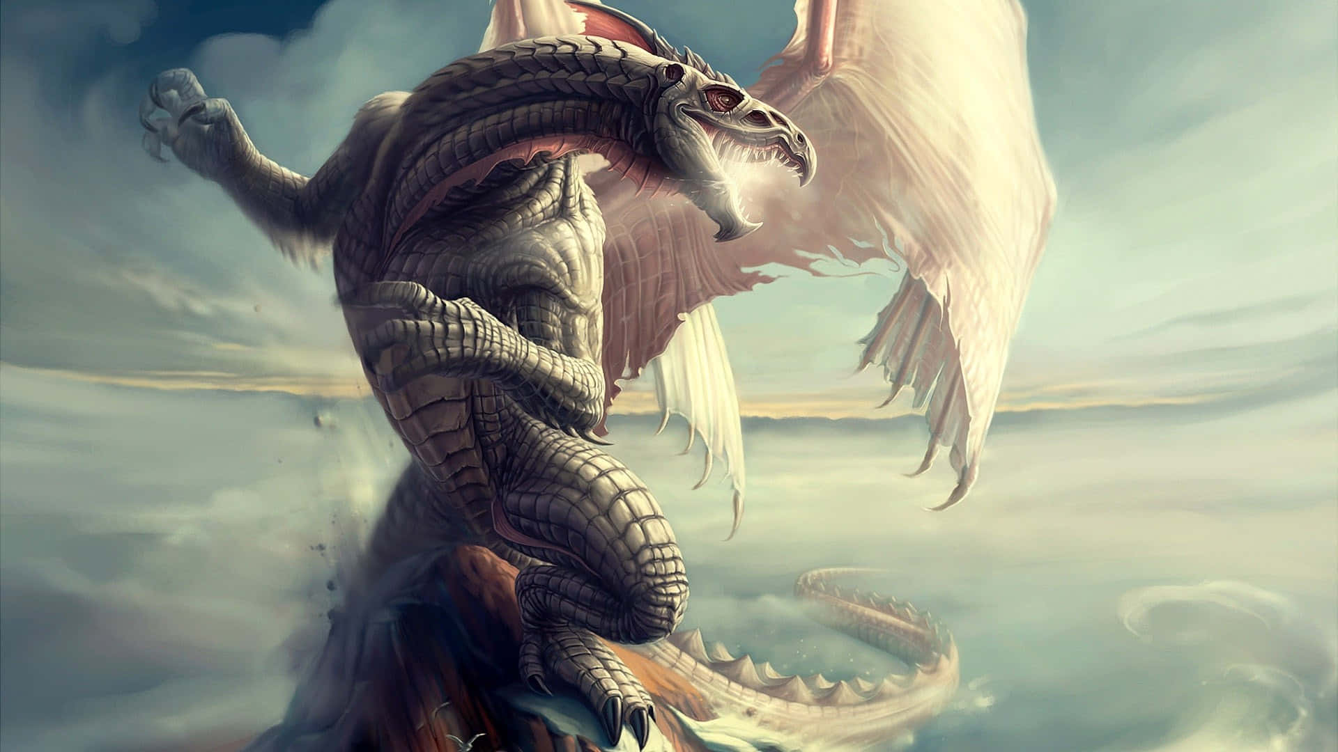 Mythology Becomes Reality - A Breathtakingly Realistic Dragon Background