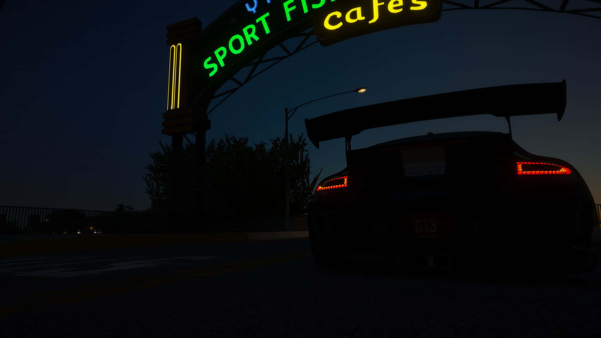 N F S World_ Nighttime_ Sports Car_ Silhouette Background