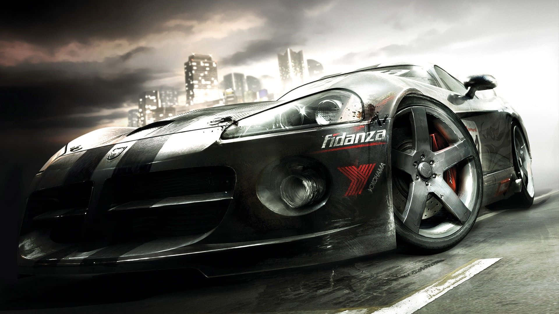 N F S World Racing Car Stormy Backdrop Background
