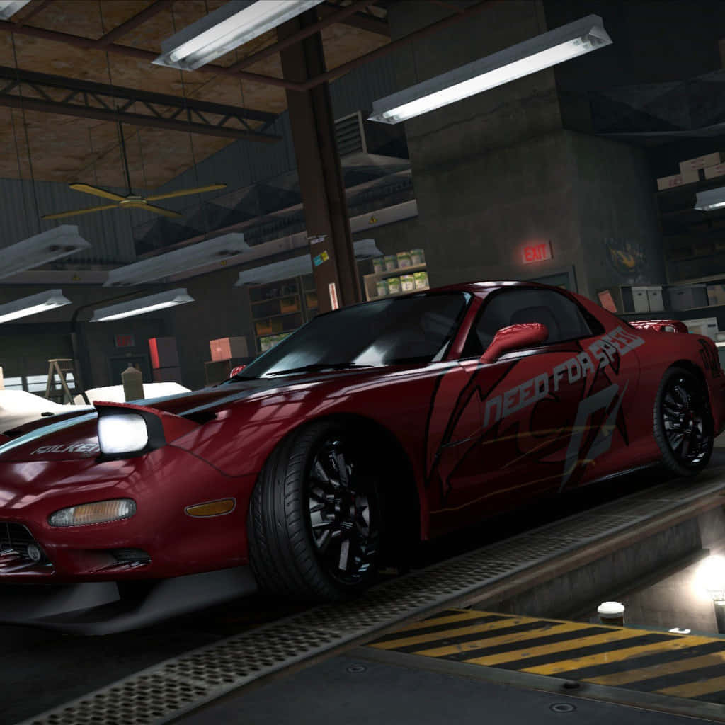 N F S World Red Sports Car Garage Background