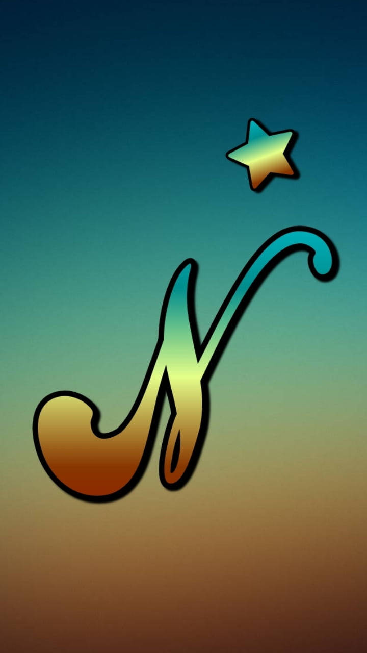 N Script Font With A Star Background