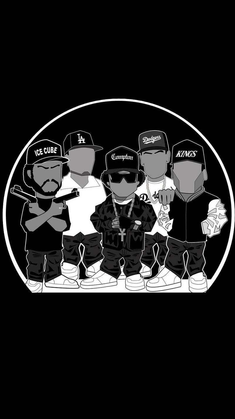 N.w.a. Hip Hop Group Caricature Vector Art