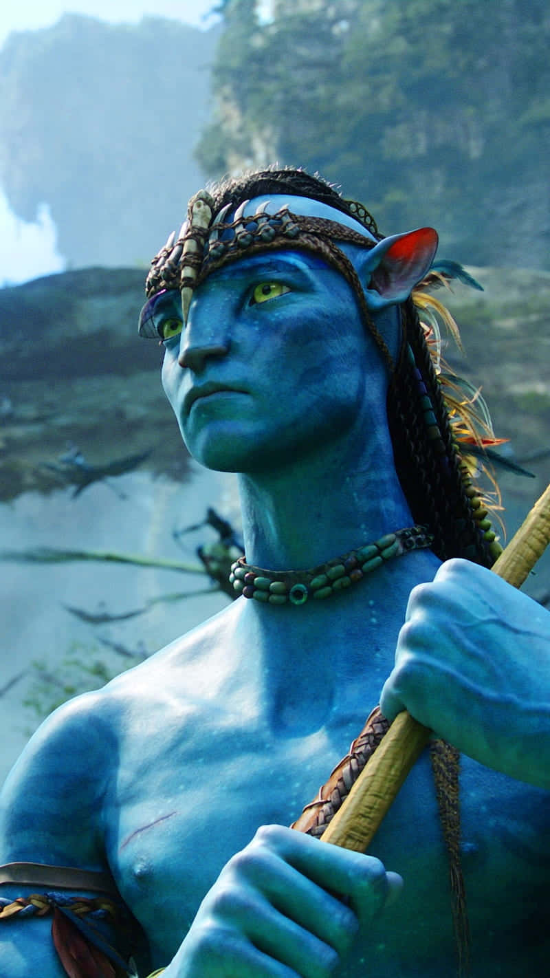 Na'vi Warrior In Pandora Forest Background