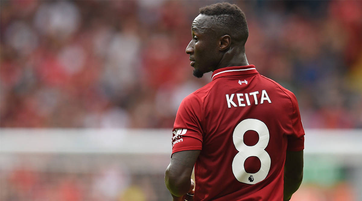 Naby Keita In Action On The Field Background