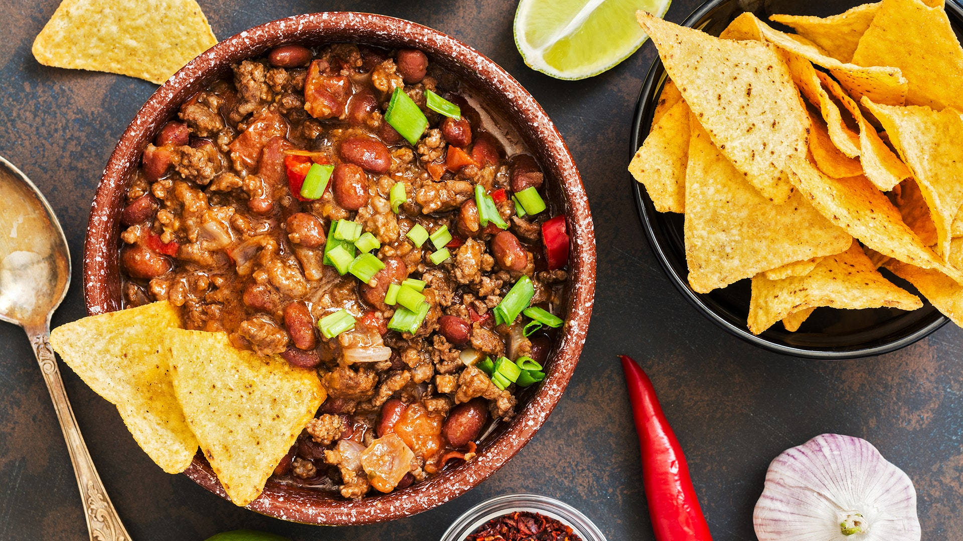 Nachos And Chili Con Carne Background