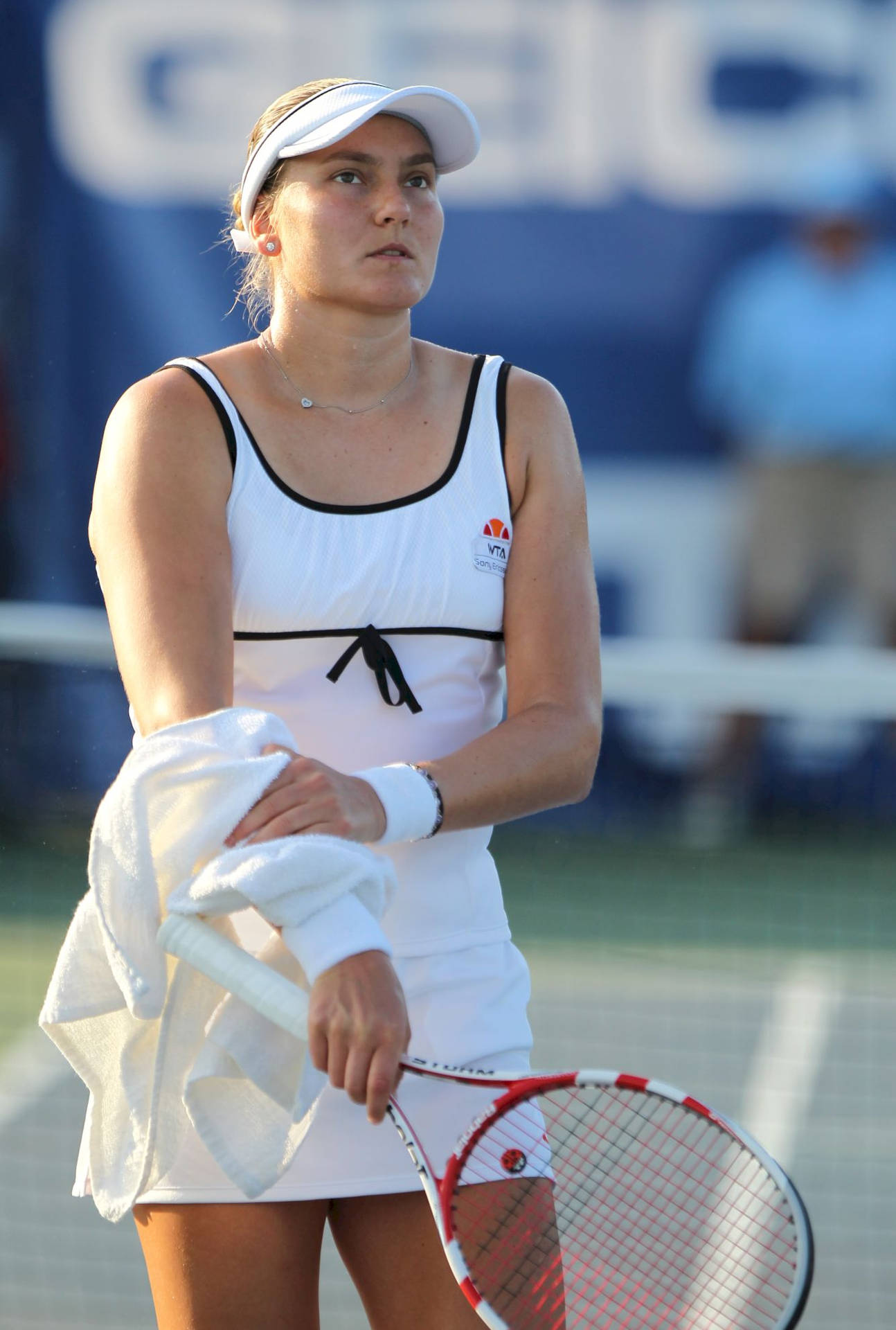 Nadia Petrova Removing Her Jacket Background