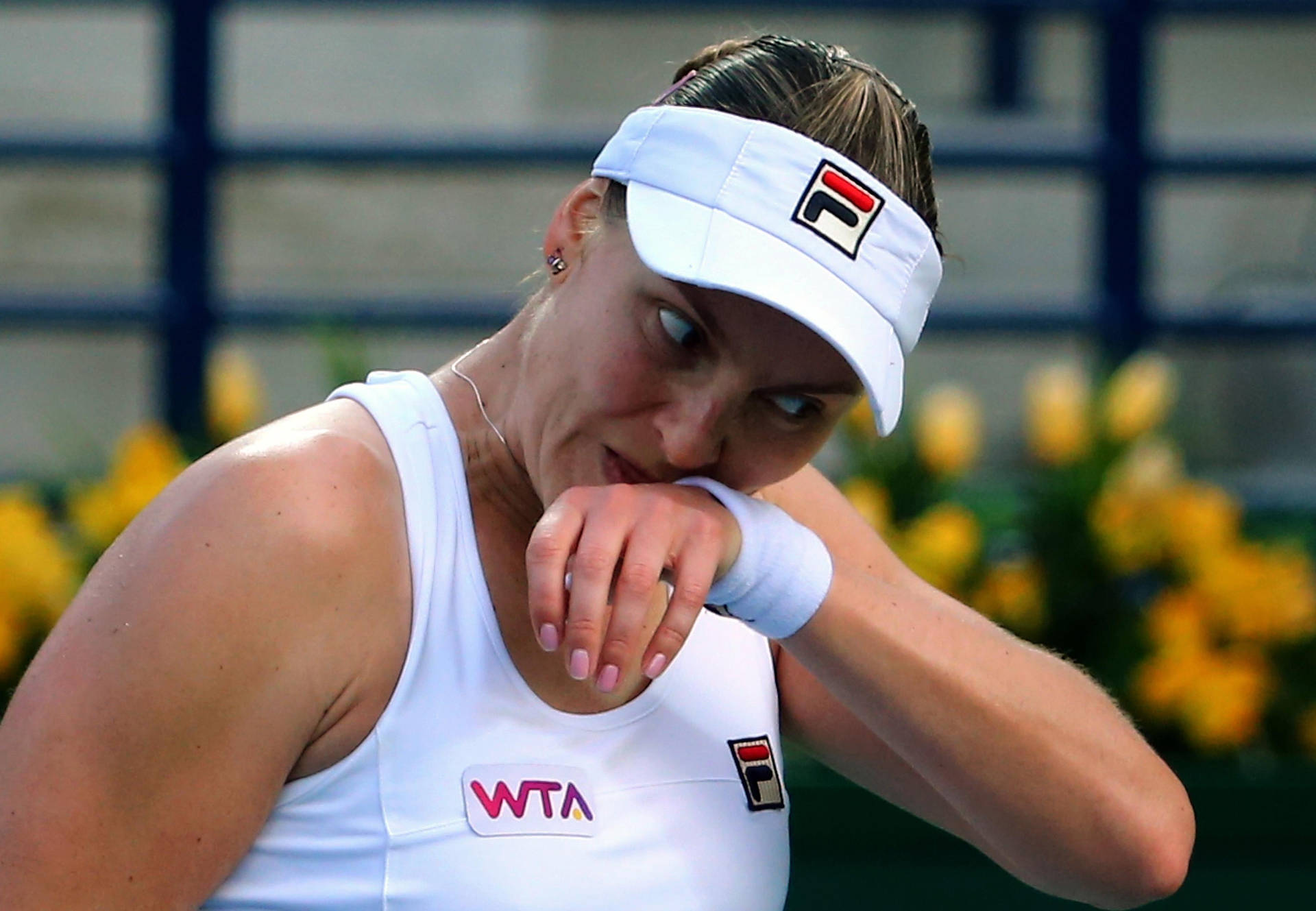 Nadia Petrova Wiping Her Mouth