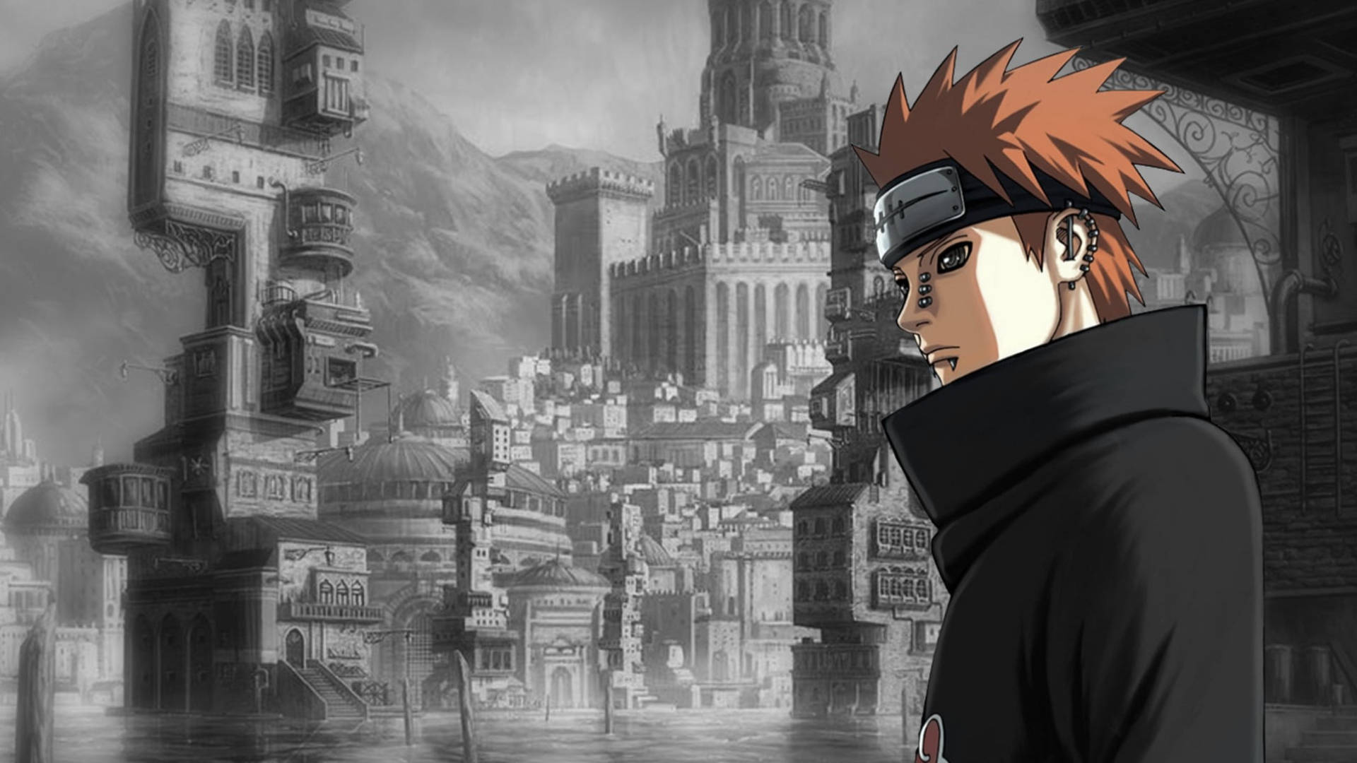 Nagato Aka Pain In Water Town Background