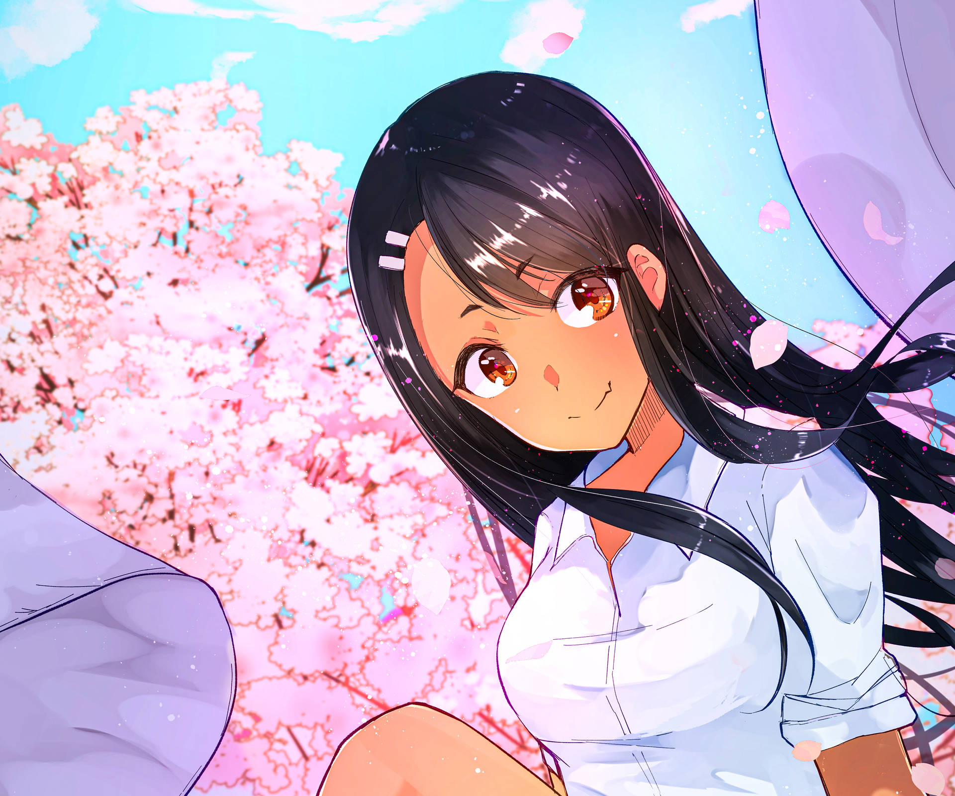 Nagatoro Beside Cherry Blossom Tree Background