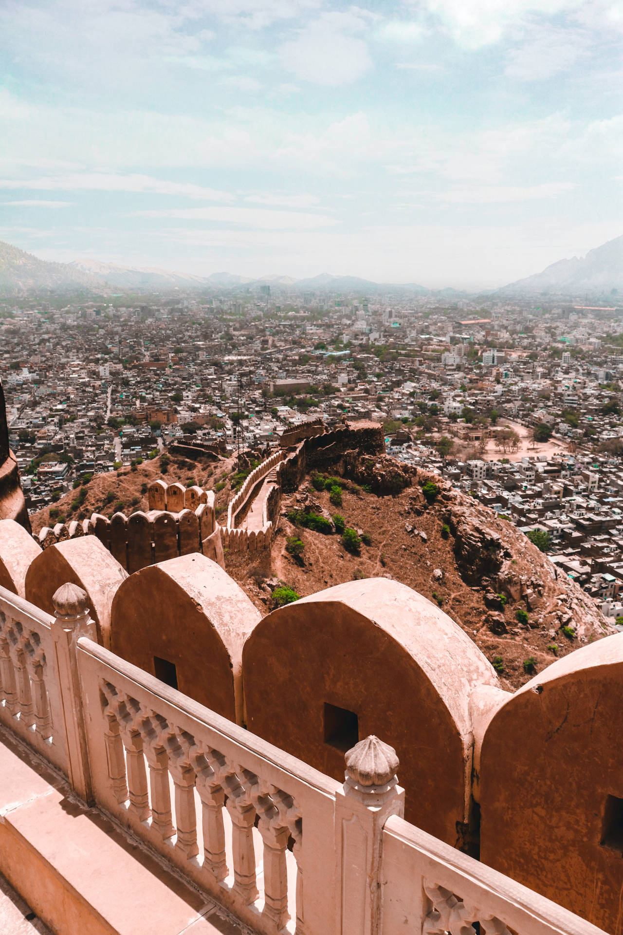 Nahargarh Fort Overlooking Jaipur City Background