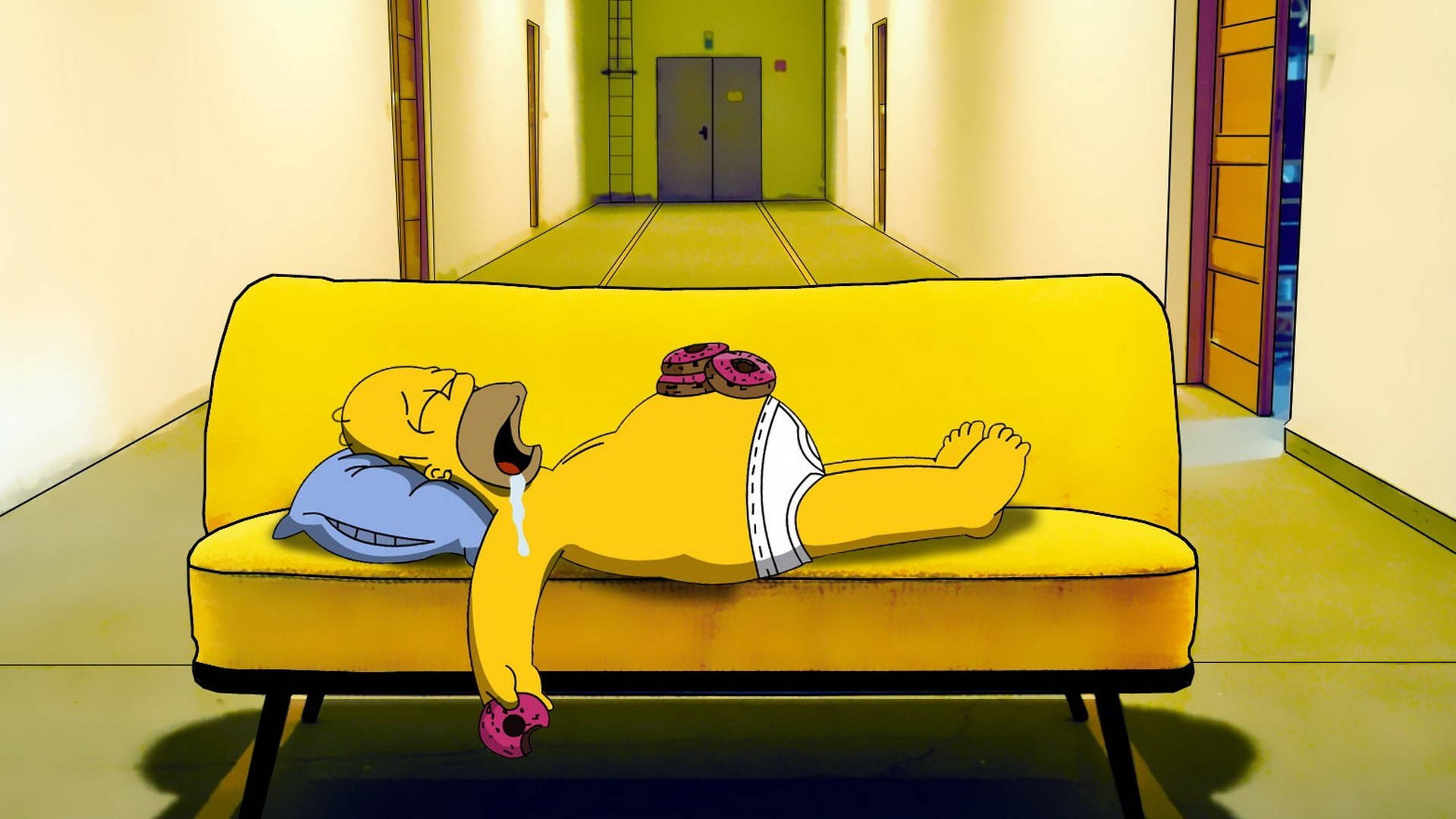 Naked And Sleeping Homer Simpson Funny Background