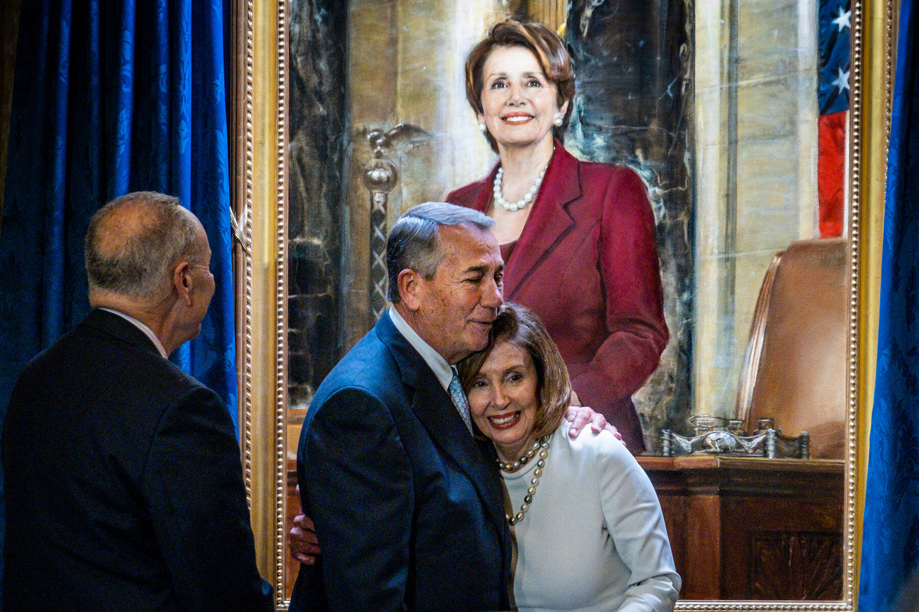 Nancy Pelosi Receiving A Heartfelt Hug - A Captivating Painting Background