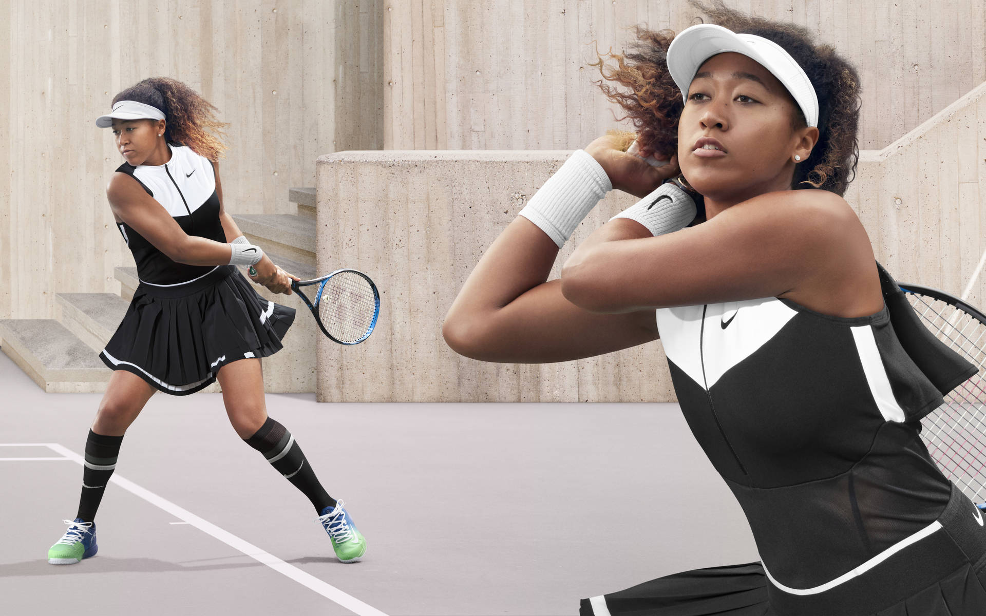 Naomi Osaka Black And White Nike Background