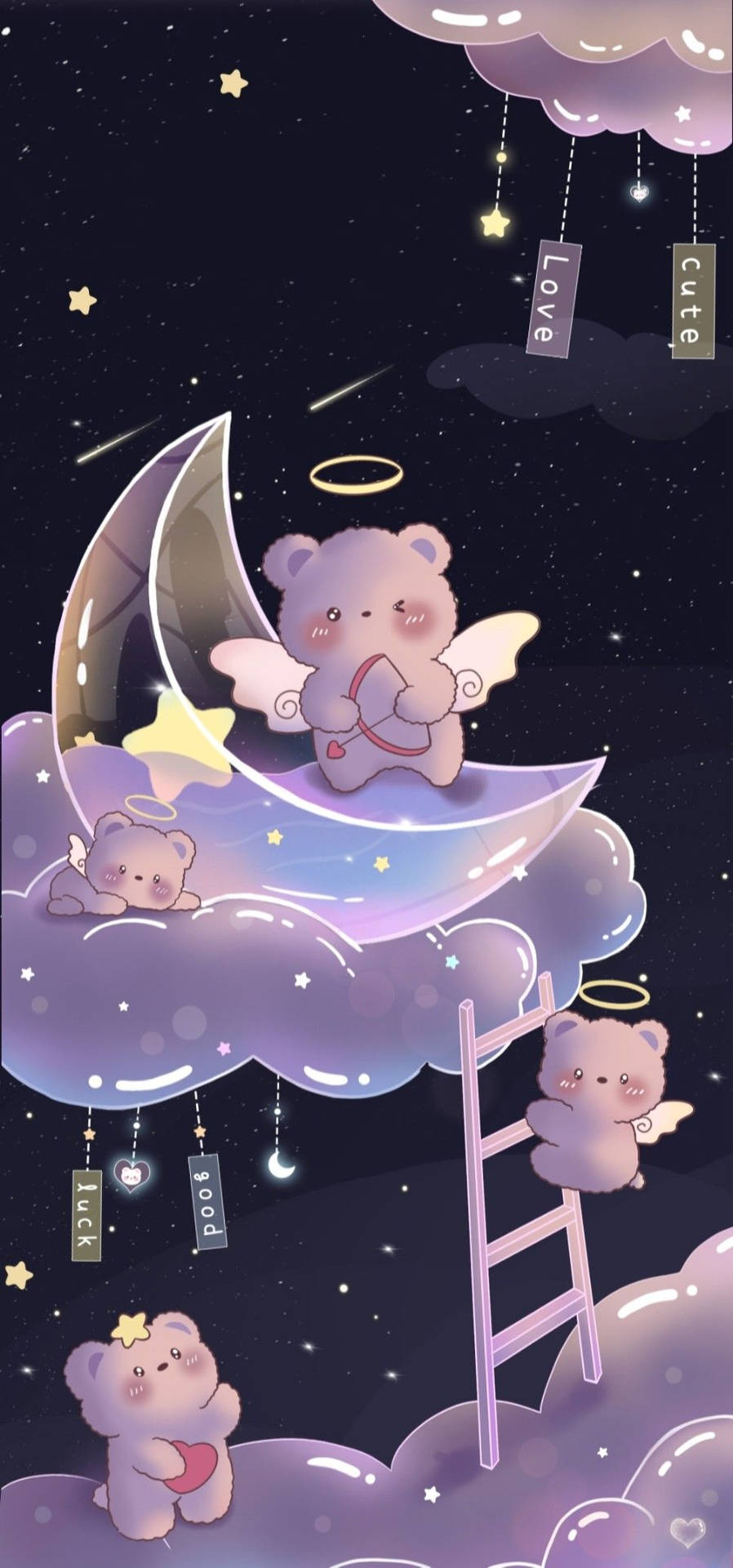 Nap Time With Bears Girly Galaxy Background