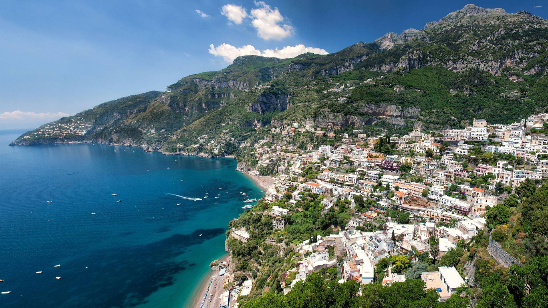 Naples Amalfi Coast Drone Shot View Background