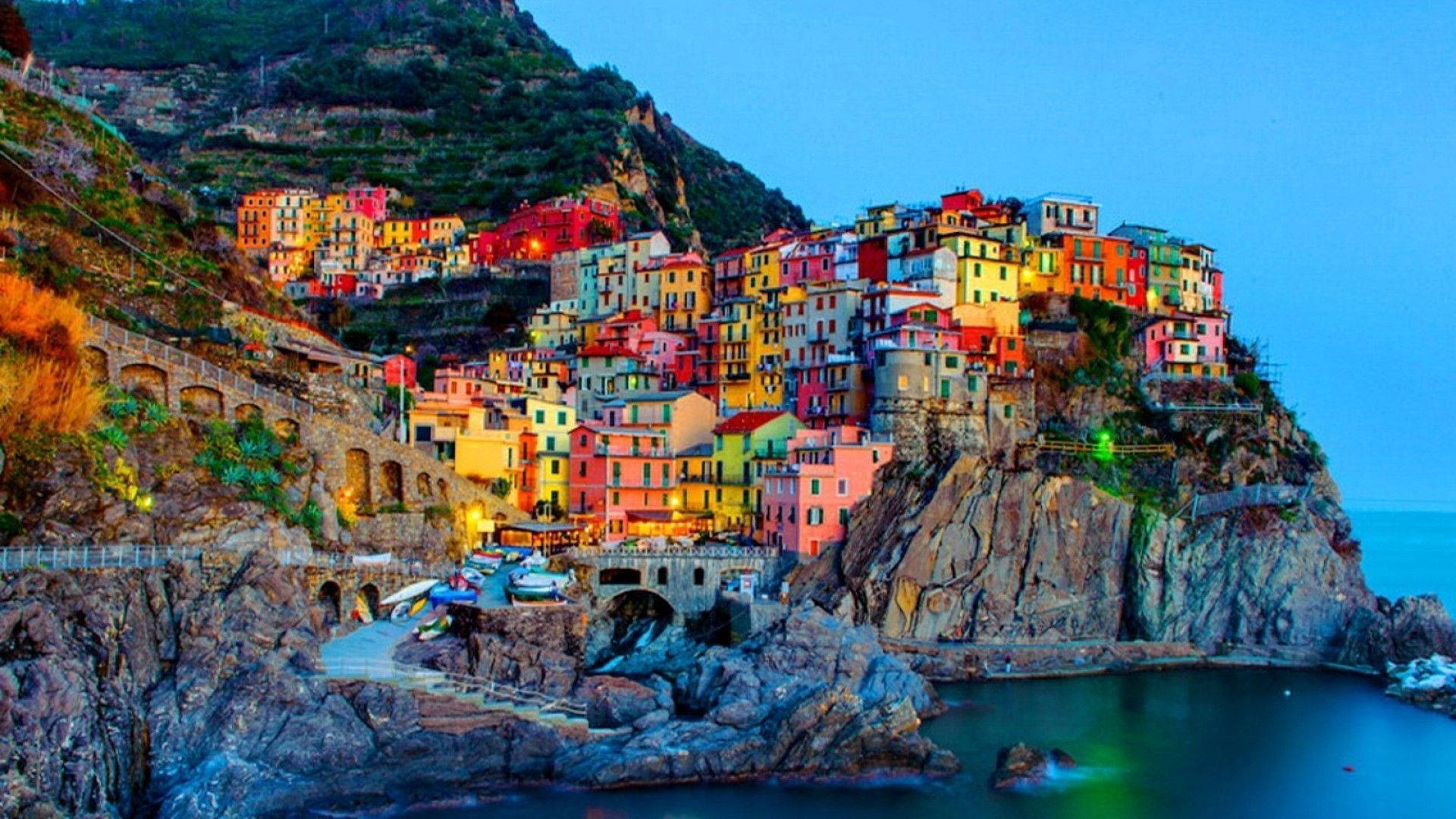 Naples Bright Pastel Houses Background