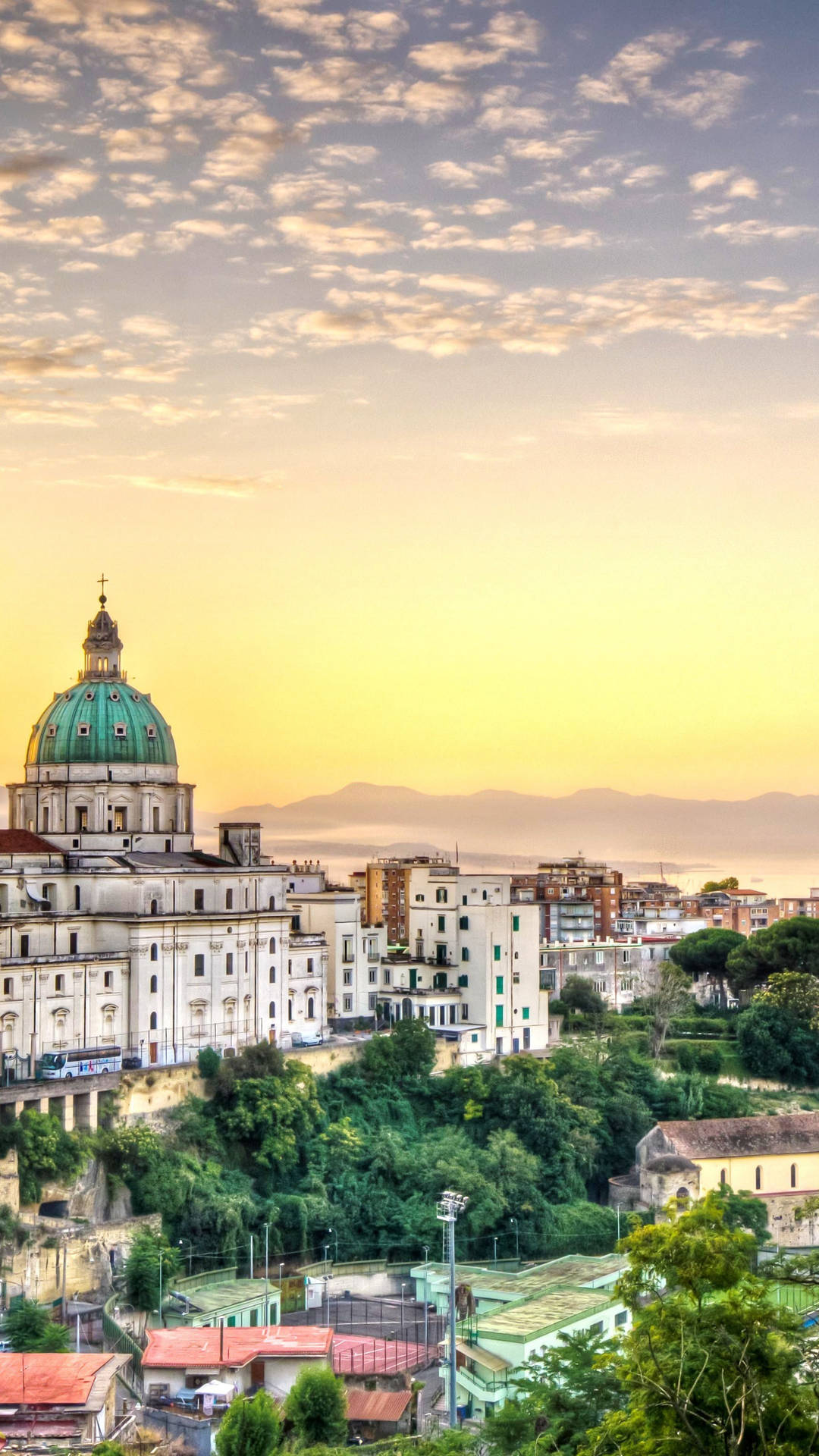 Naples Capodimonte Basilica Aerial View Background