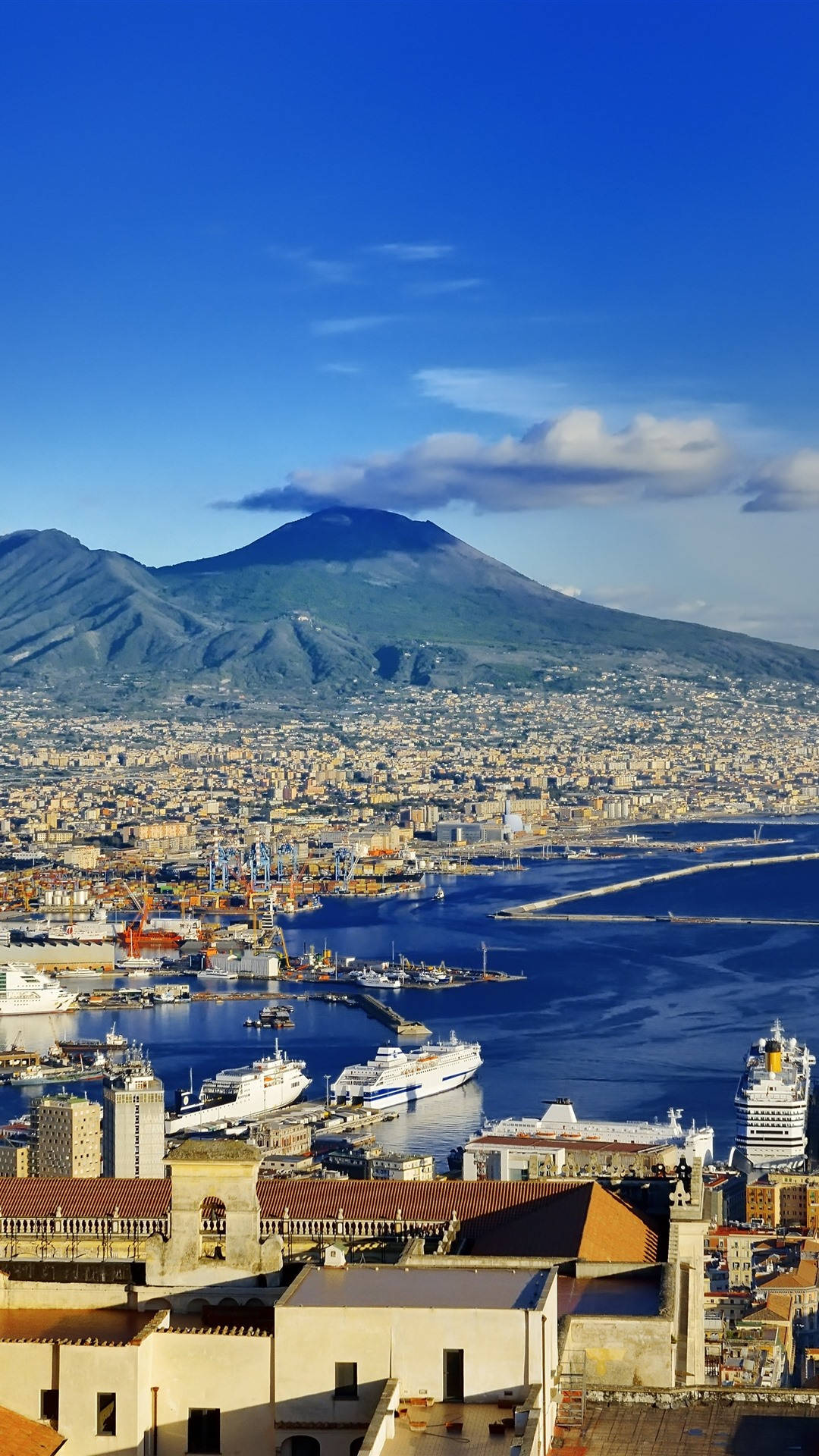 Naples Docked Cruise Ships Background