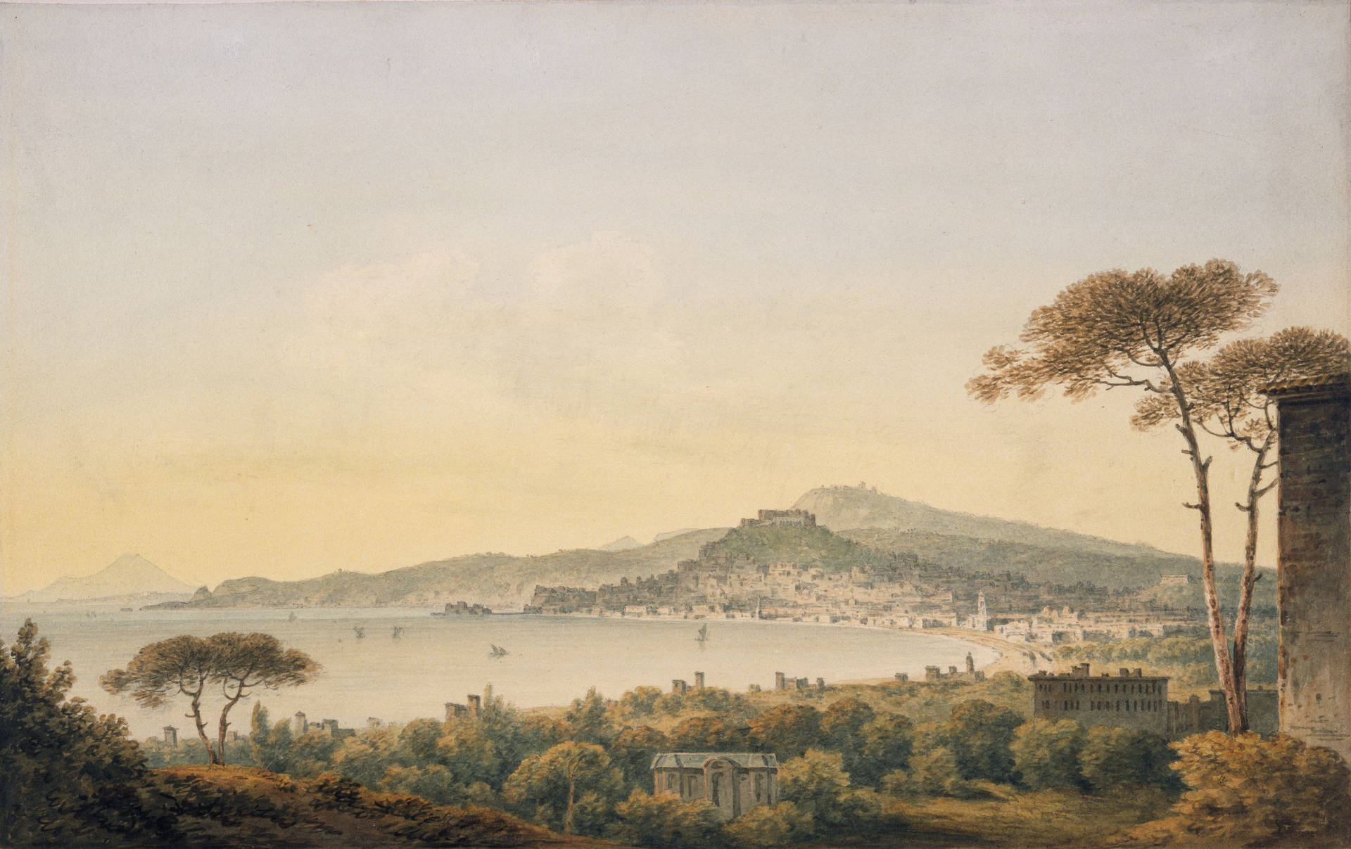 Naples From Sir William Hamilton's Villa Painting Background