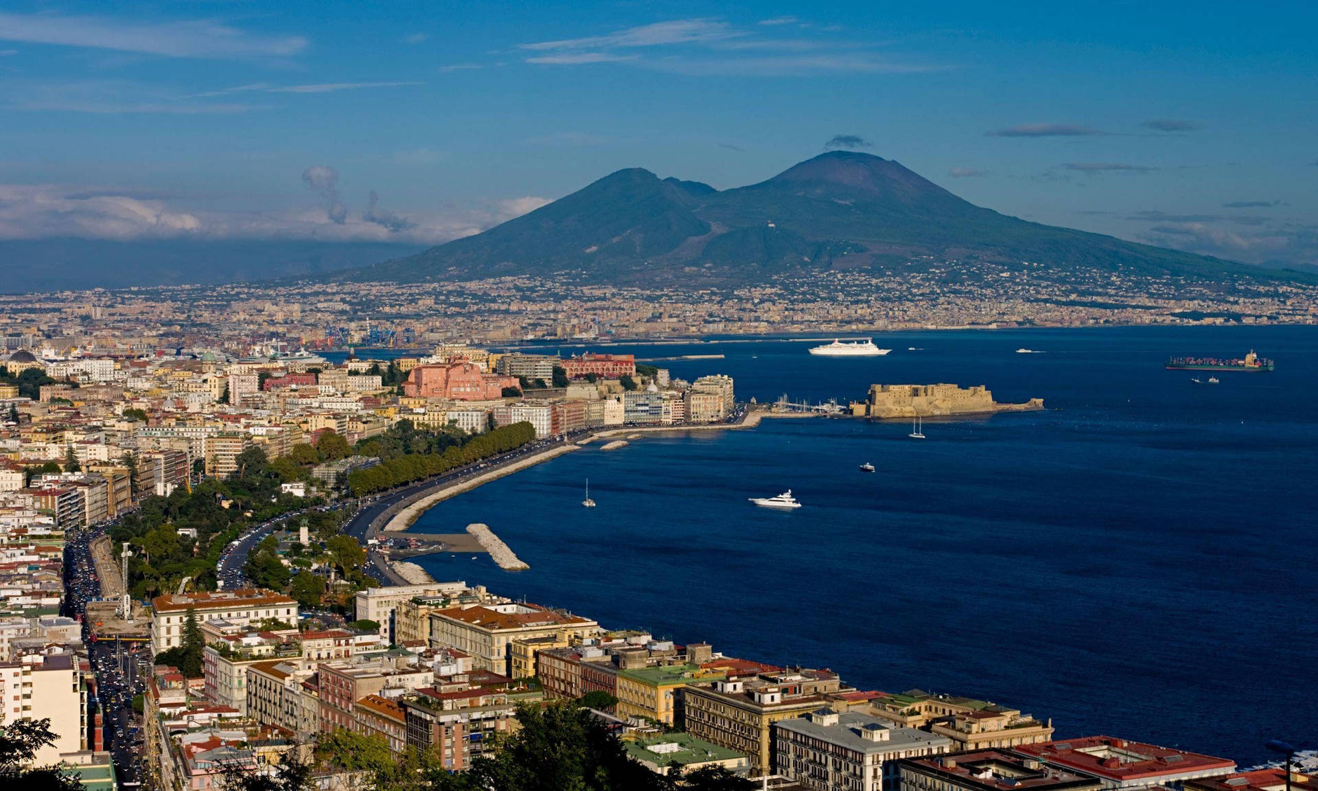 Naples Mount Vesuvius Aerial View Background