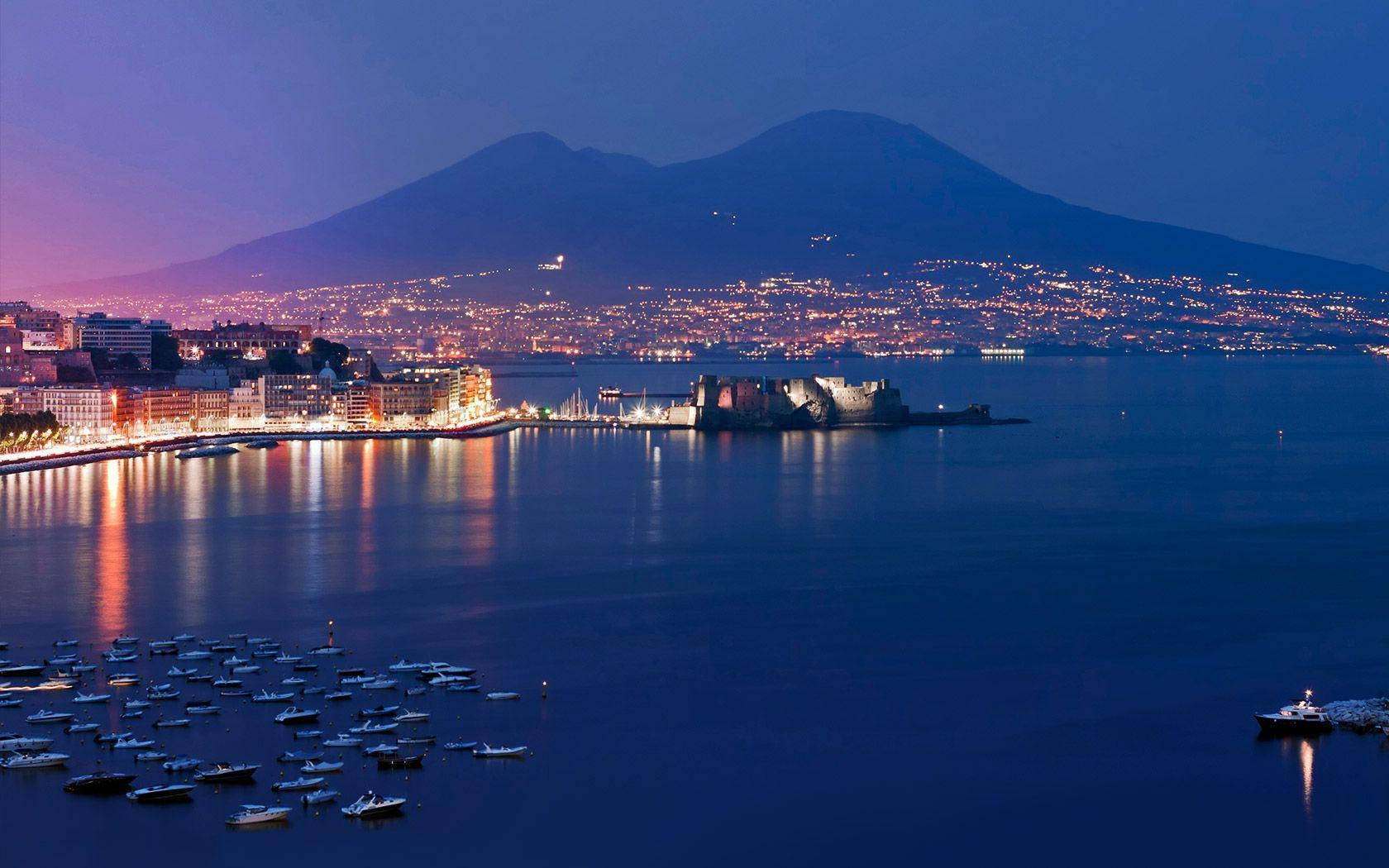 Naples Mount Vesuvius Silhouette Background