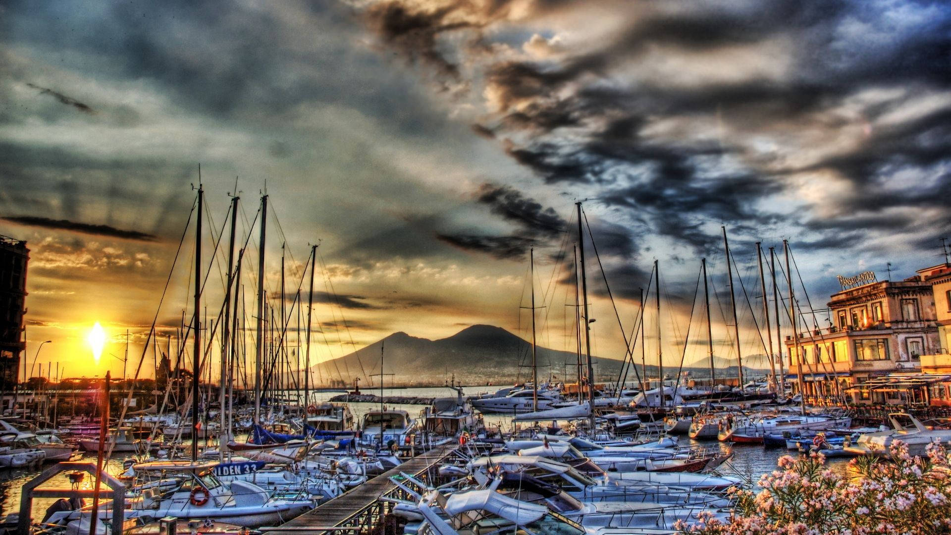 Naples Port Yacht And Sailboat Background