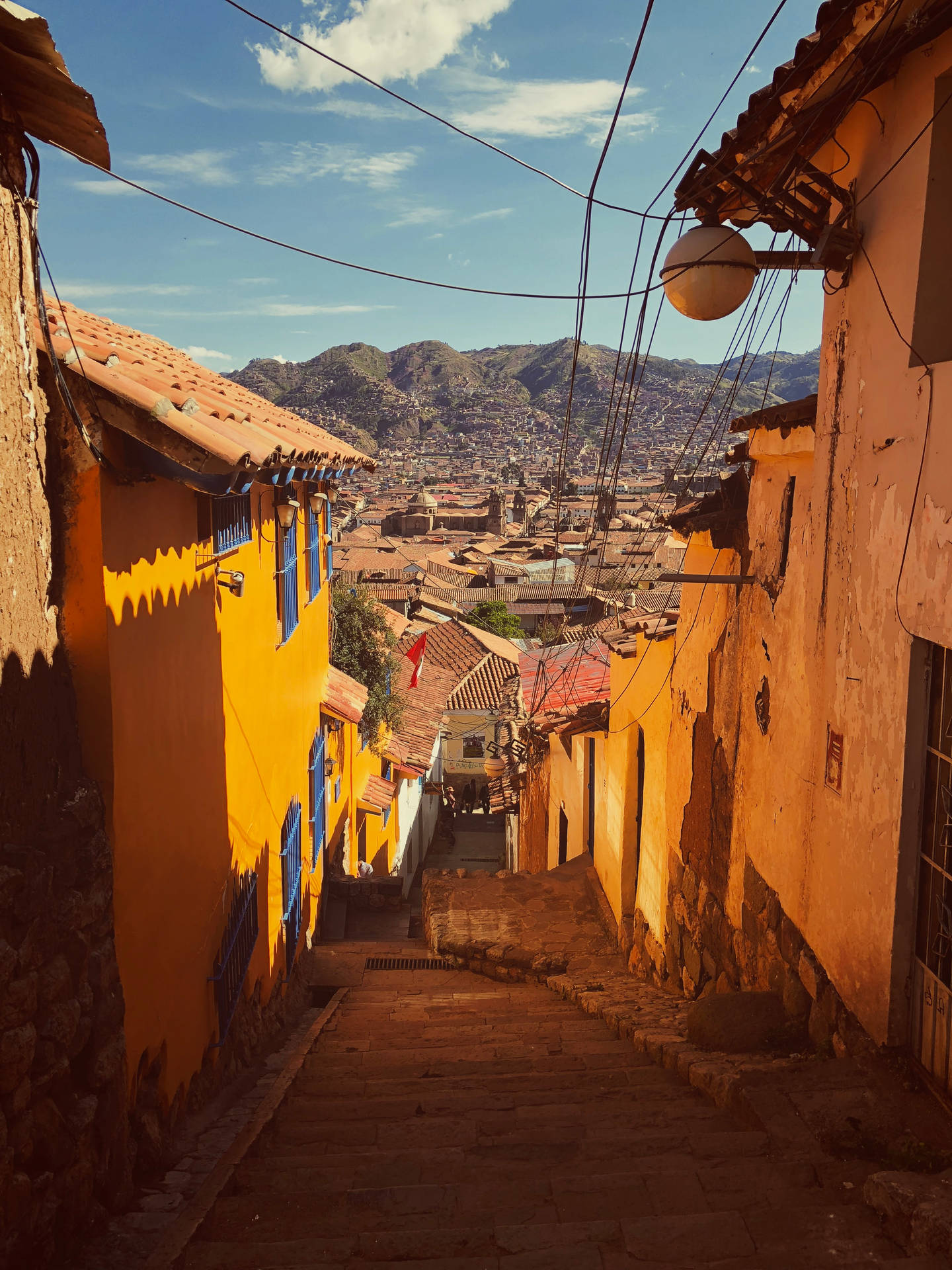 Narrow Alleyway In Cusco Peru Background