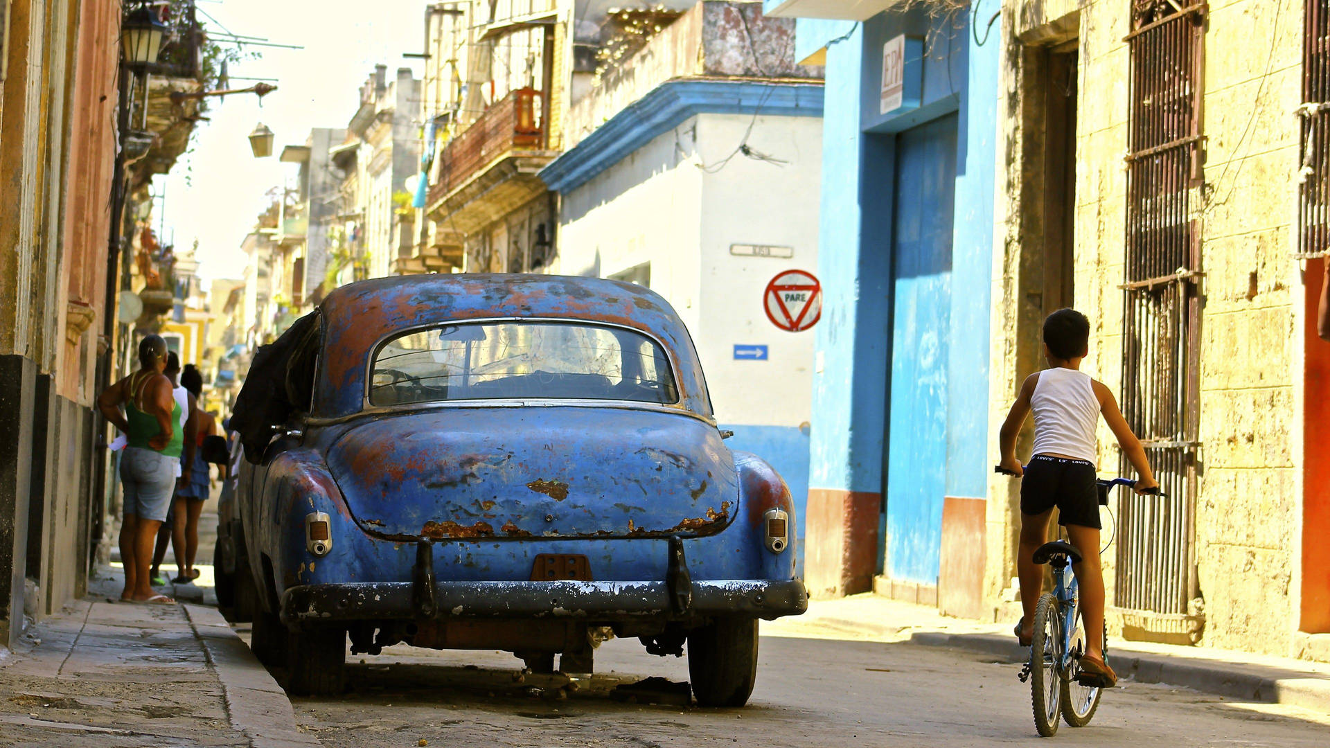 Narrow Street In Cuba Background