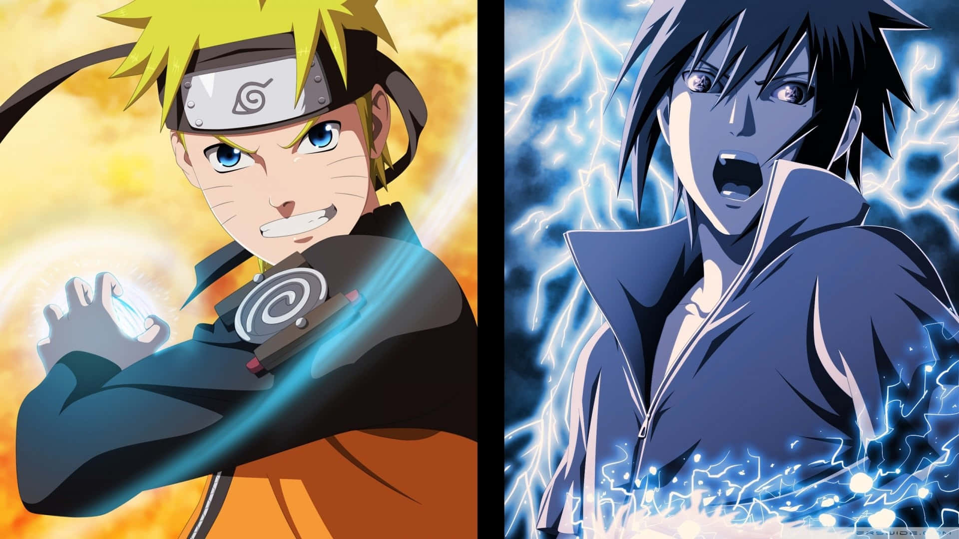 Naruro Yellow Blue Sasuke Background