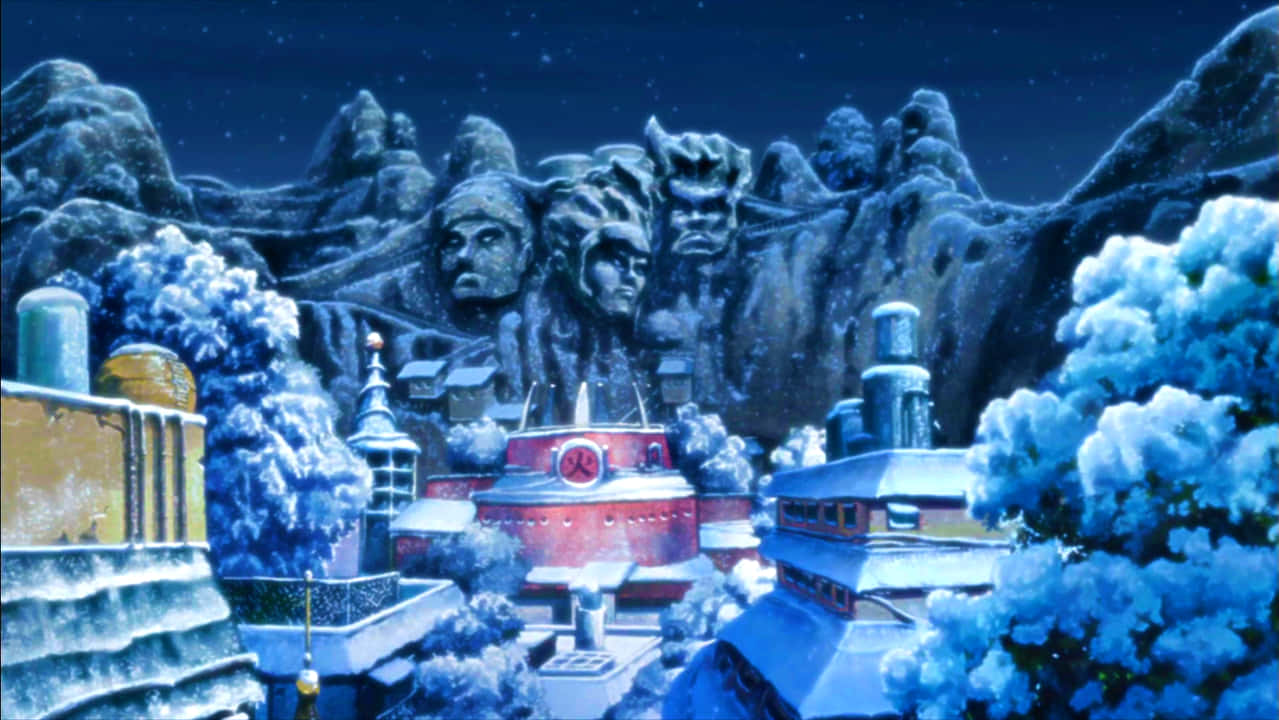 Naruto 2002 Konoha Village At Night Background