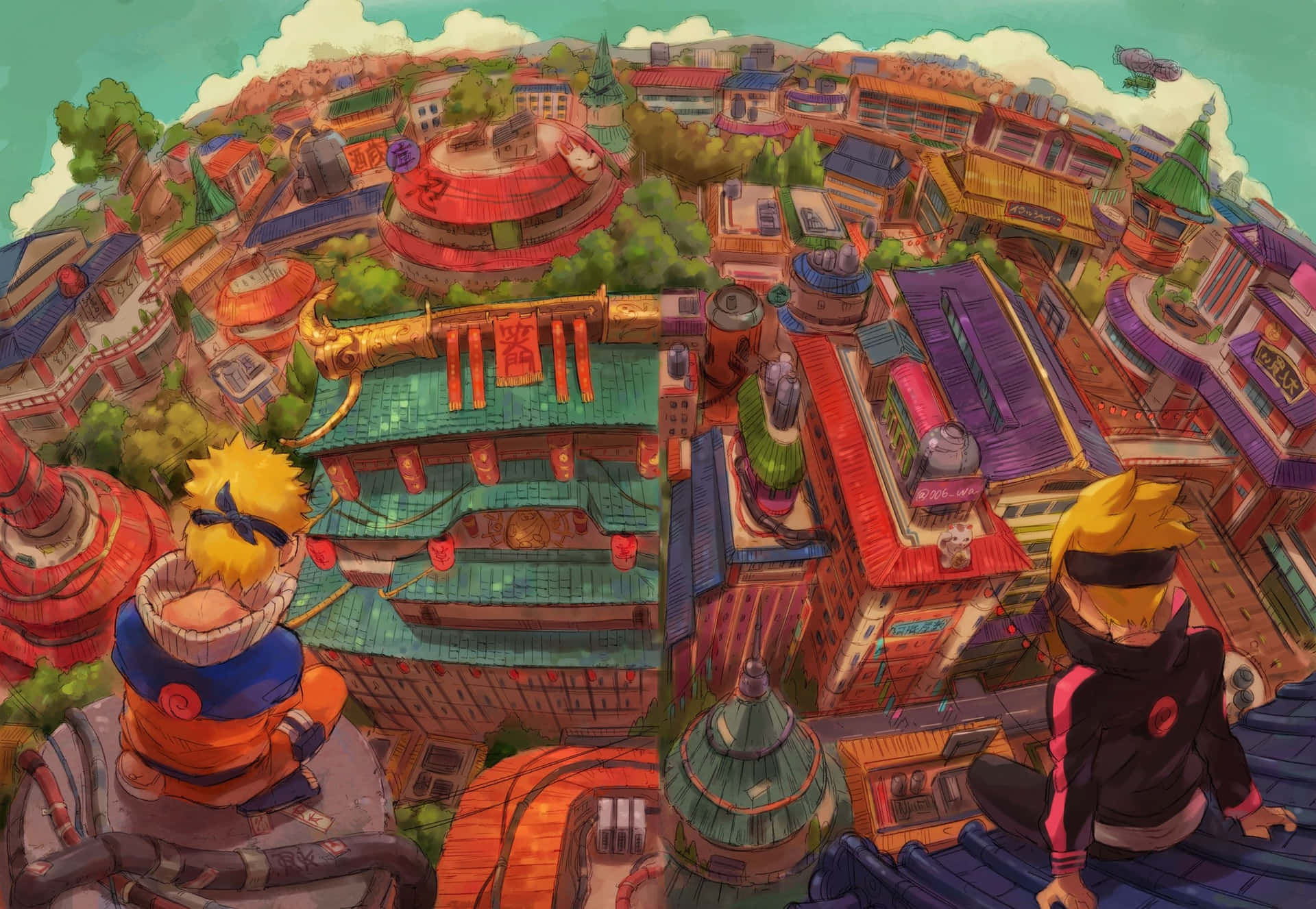 Naruto And Boruto Hidden Leaf Village Background