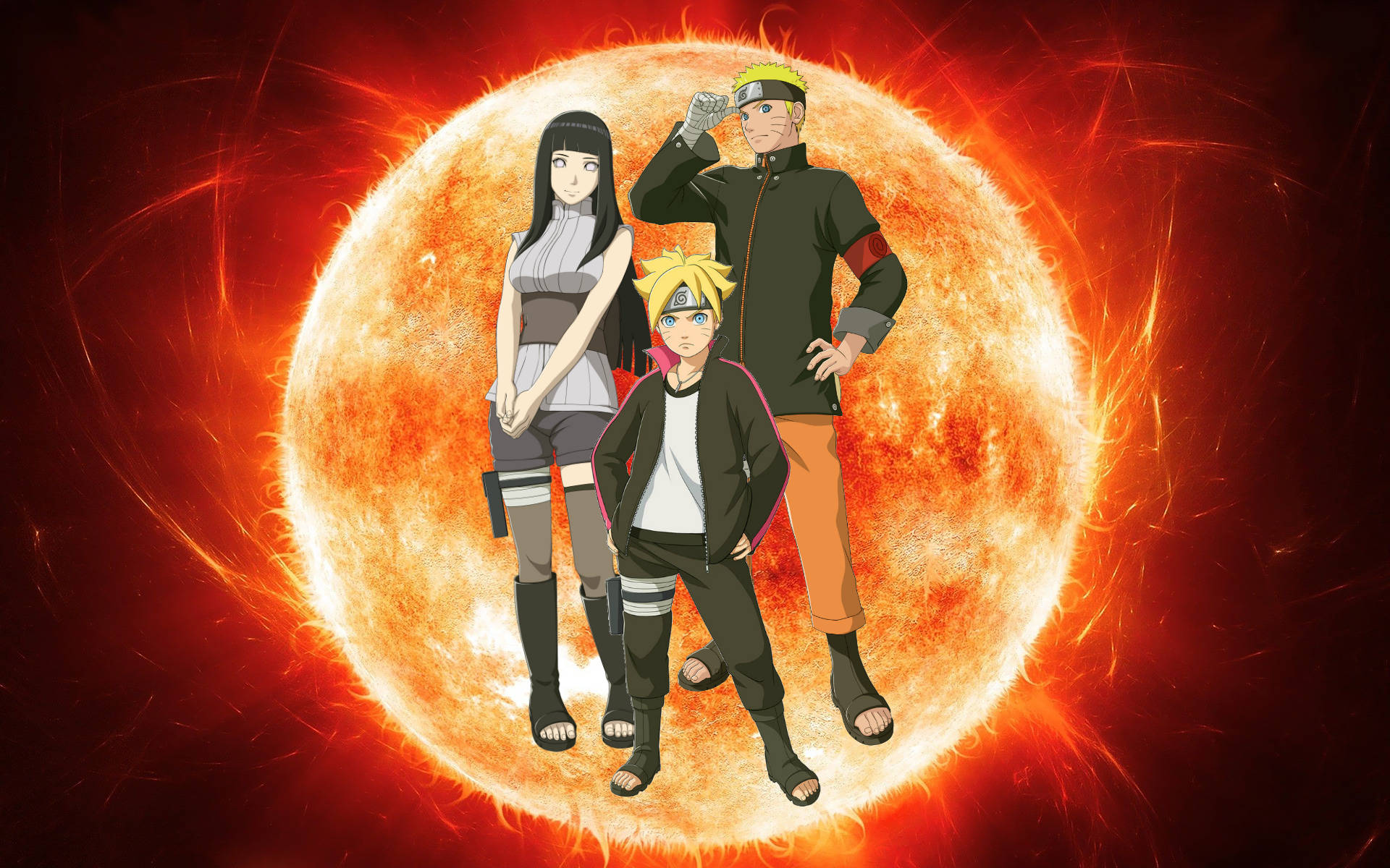 Naruto And Hinata With Boruto Background