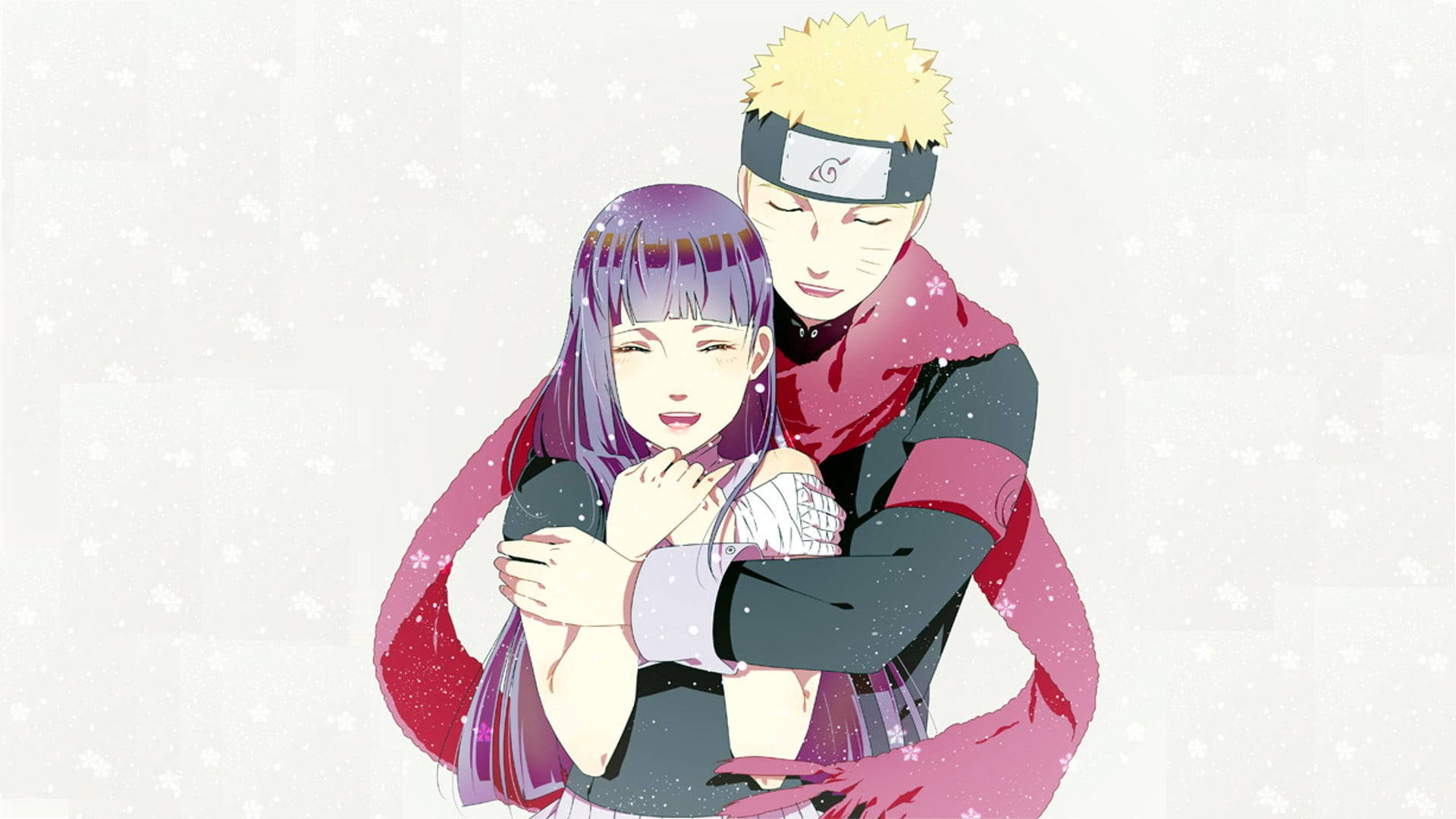 Naruto And Hinata With Red Scarf Background