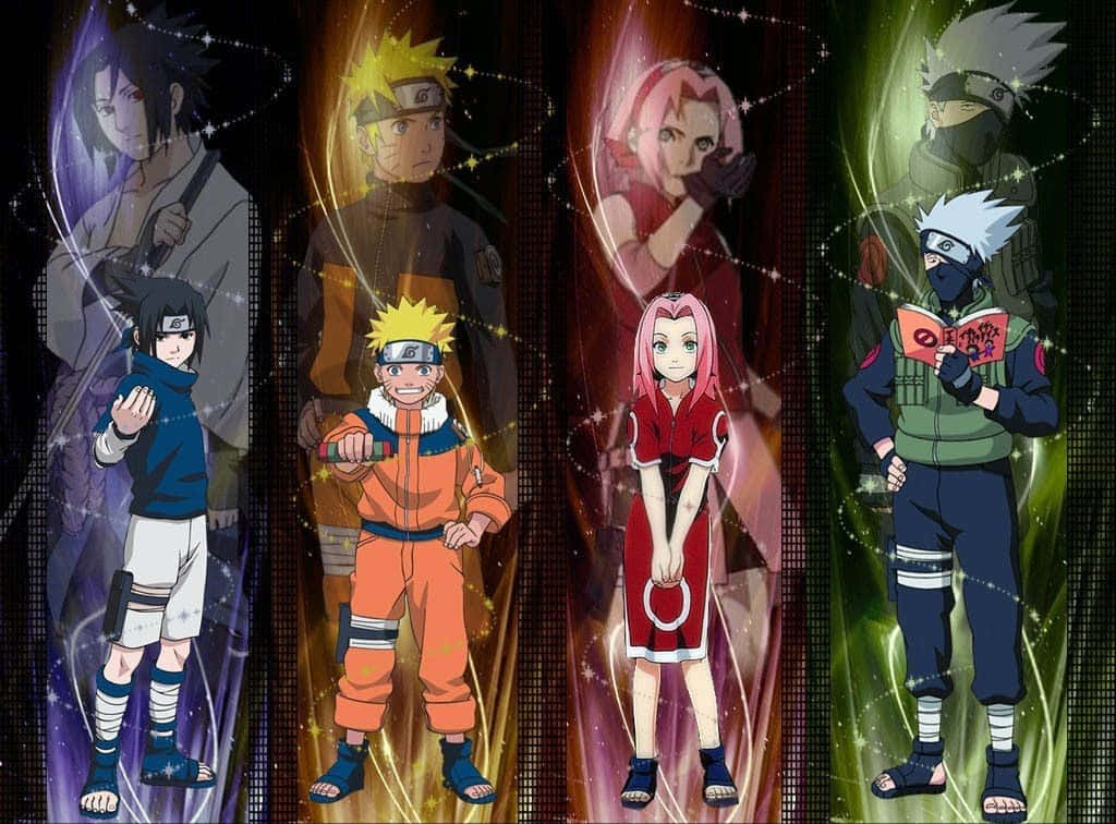 Naruto And His Fellow Team 7 Ninja Sasuke And Sakura Background