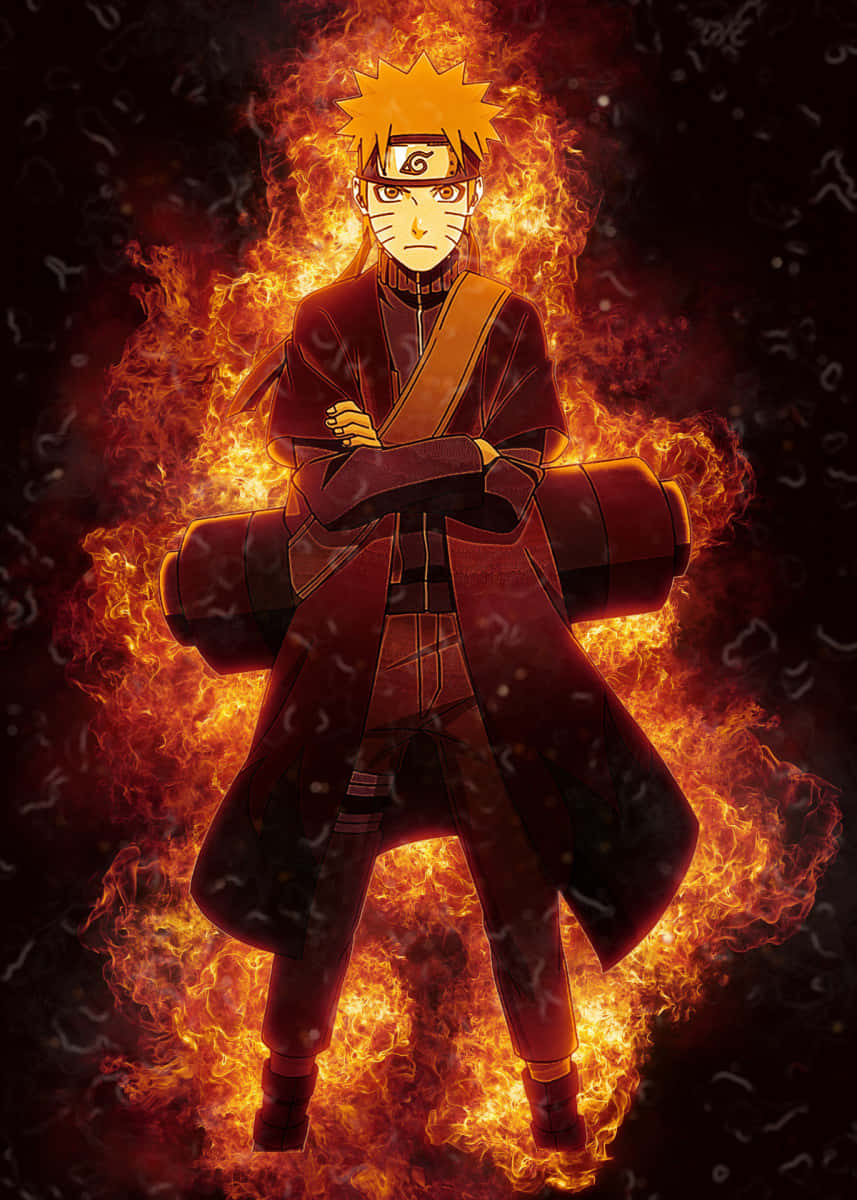 Naruto And His Team Using Fire Style Jutsu Background