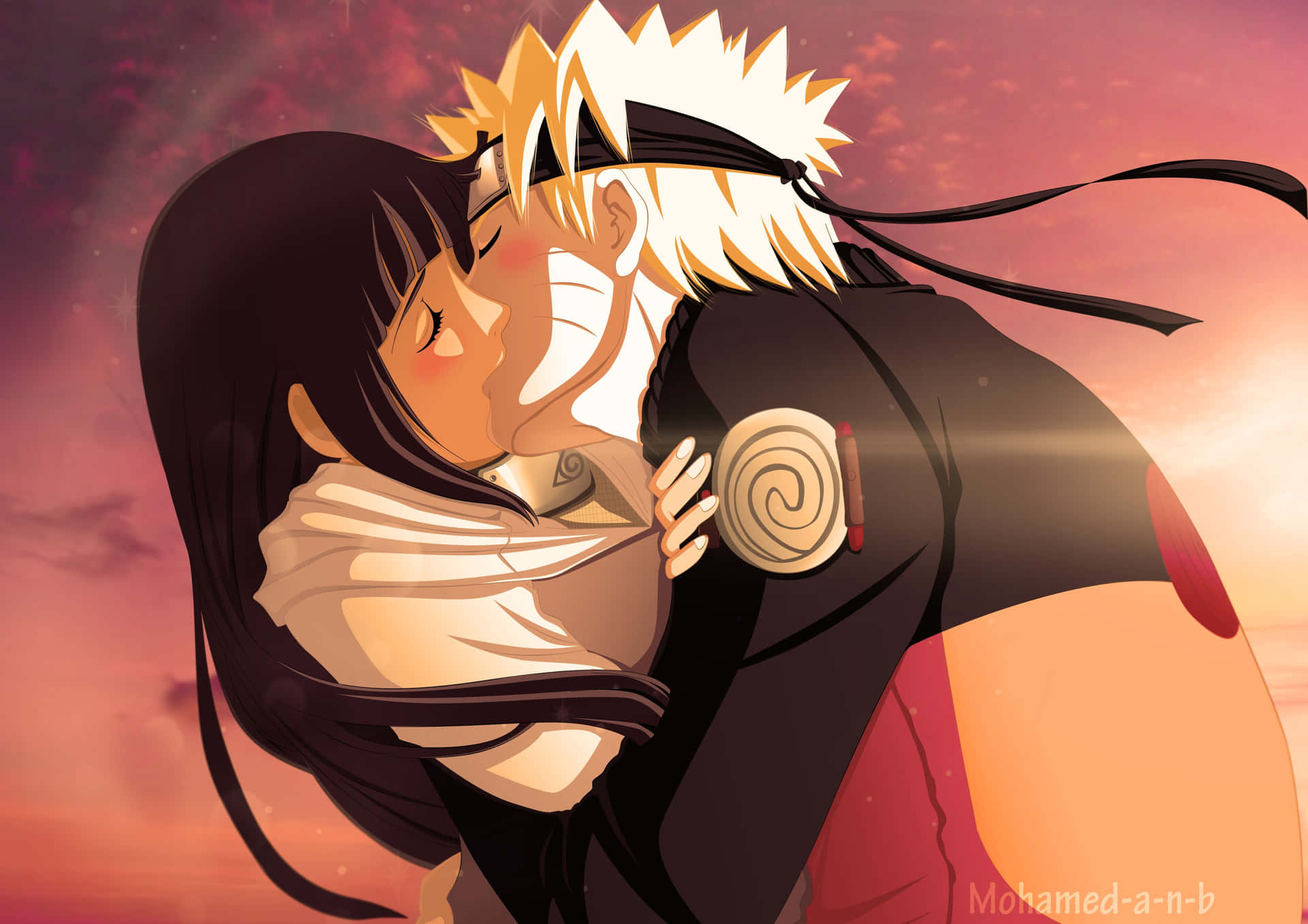 Naruto And Naruto - Kissing At Sunset Background