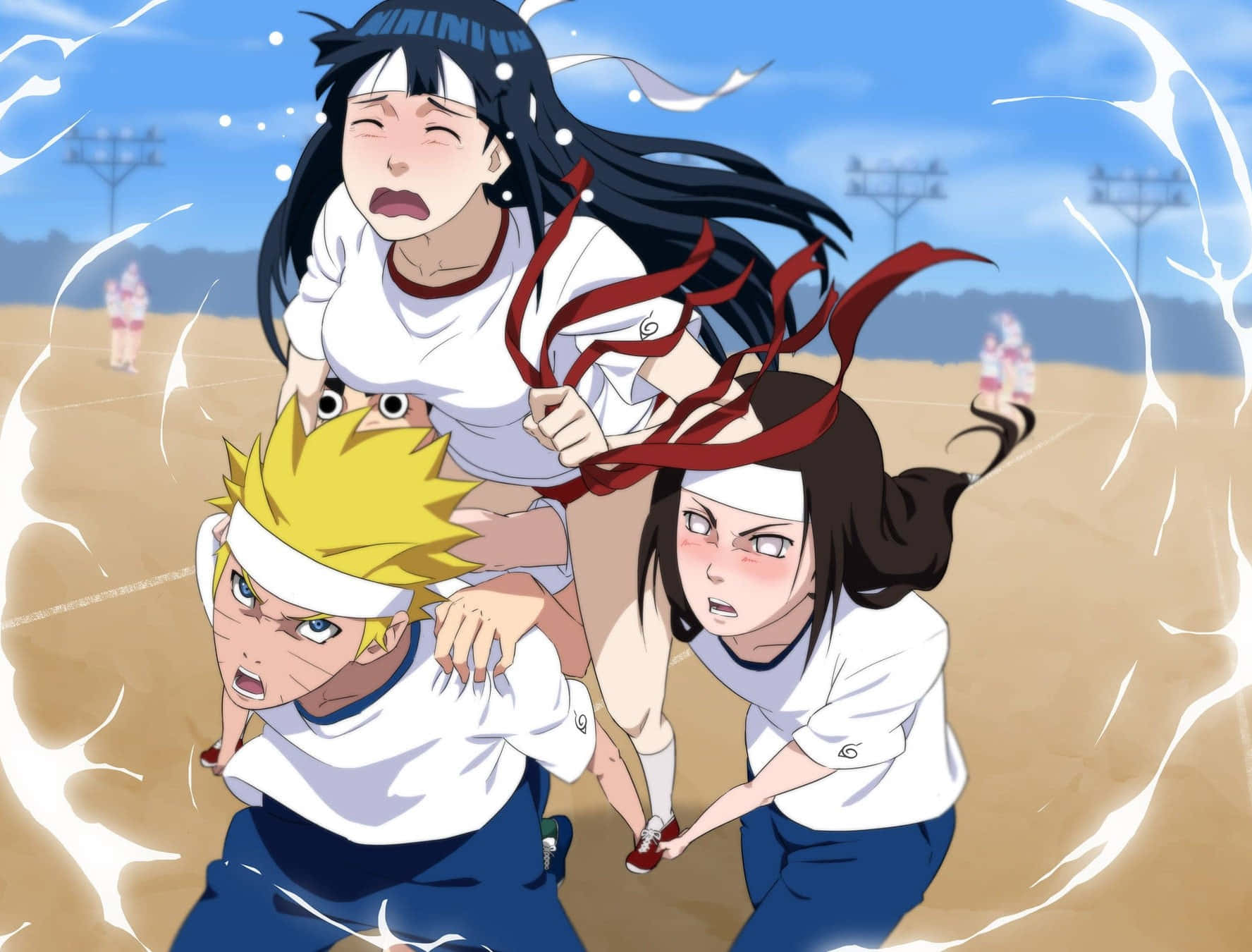 Naruto And Neji Hyuga Carrying Hinata Background