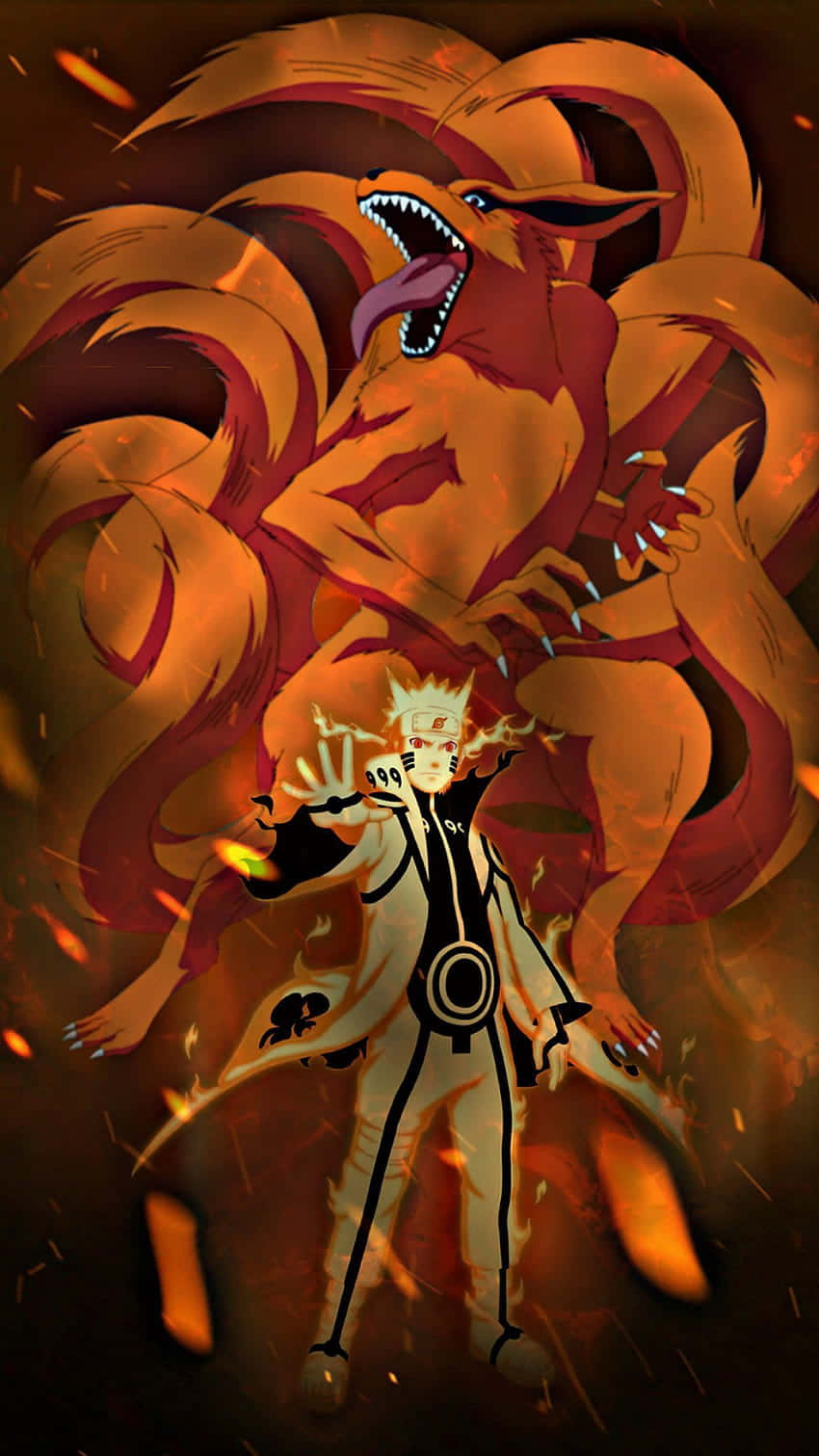 Naruto And Nine Tails In A Moment Of Triumph Background