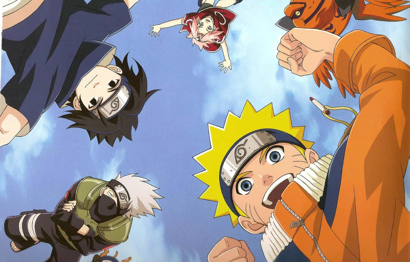 Naruto And Sasuke 2 Powerful Ninjas Flank Their Teacher Kakashi, Ready To Learn And Fight By His Side. Background