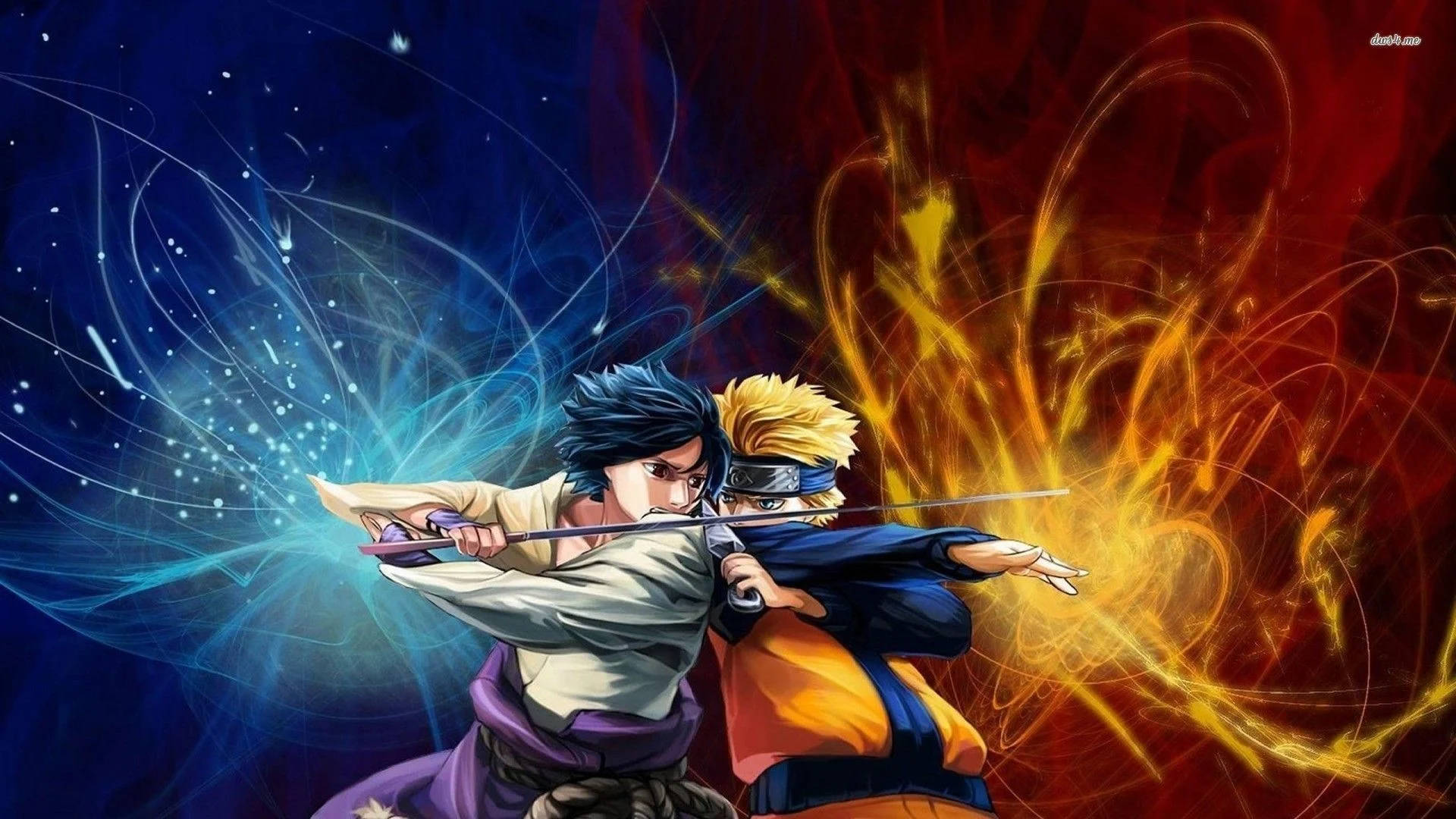 Naruto And Sasuke Brawl Background