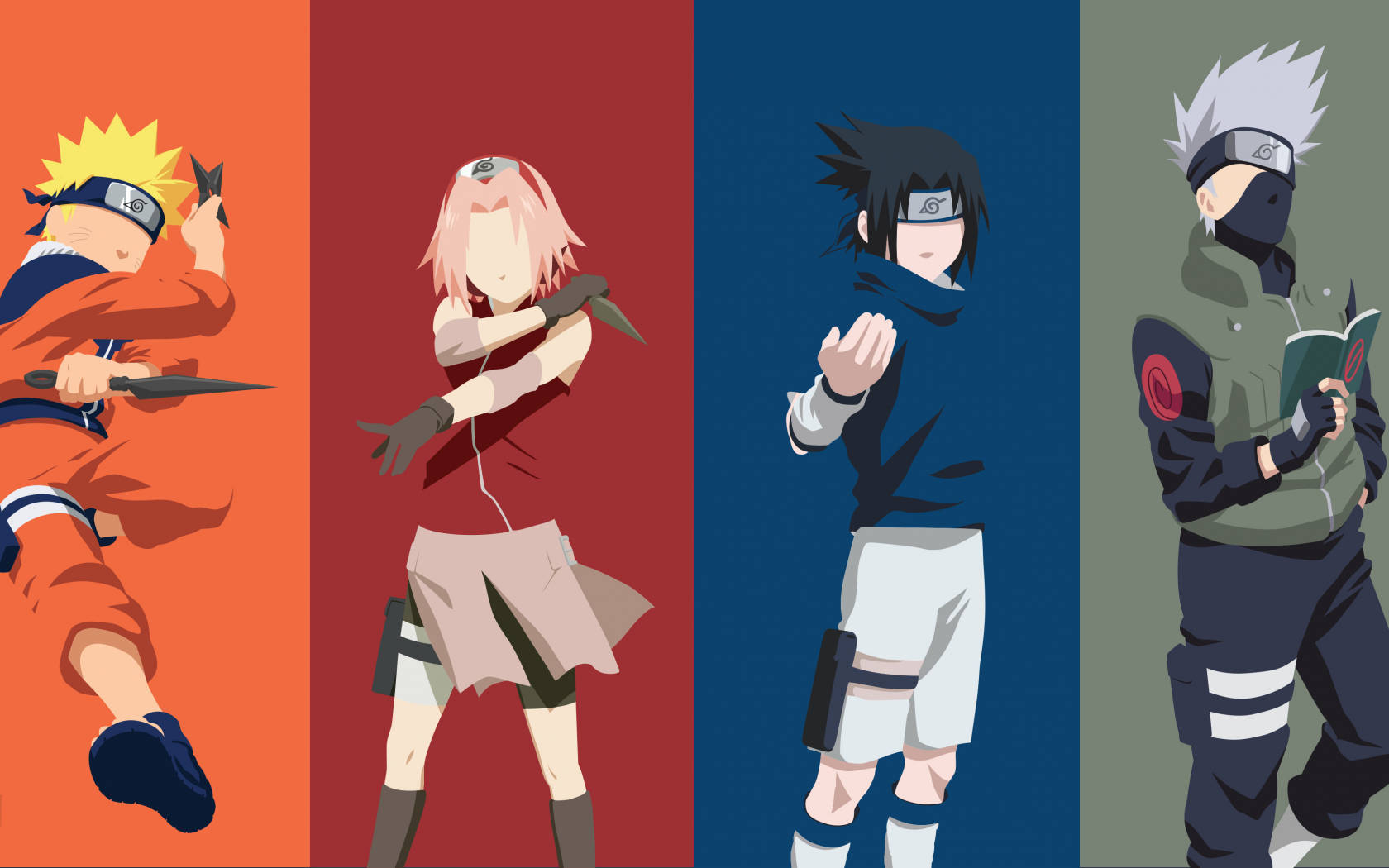 Naruto And Sasuke With Team 7 Background