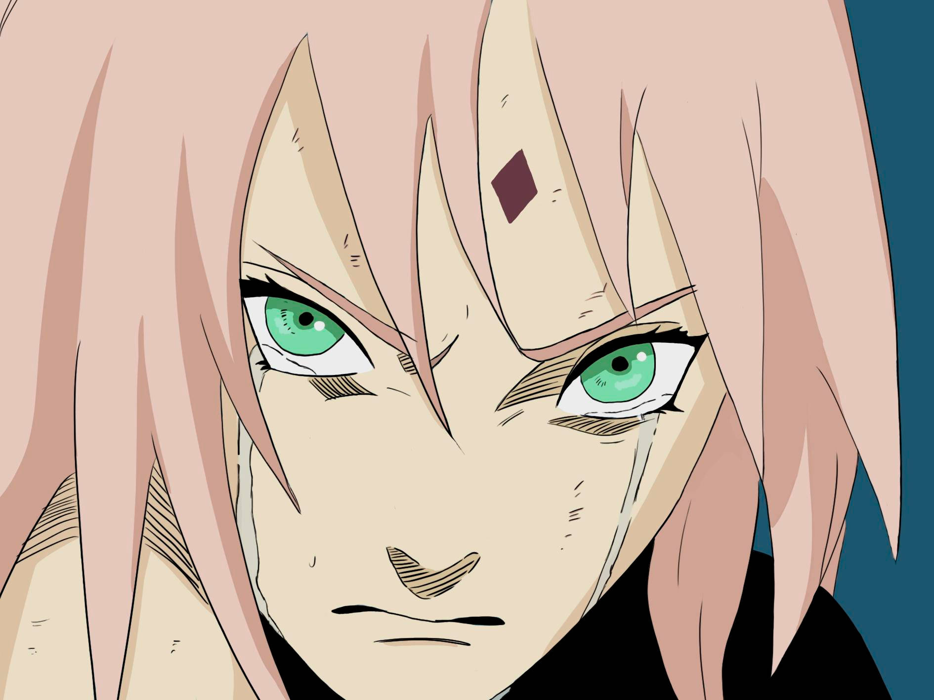 Naruto Anime Crying Sakura Face Background