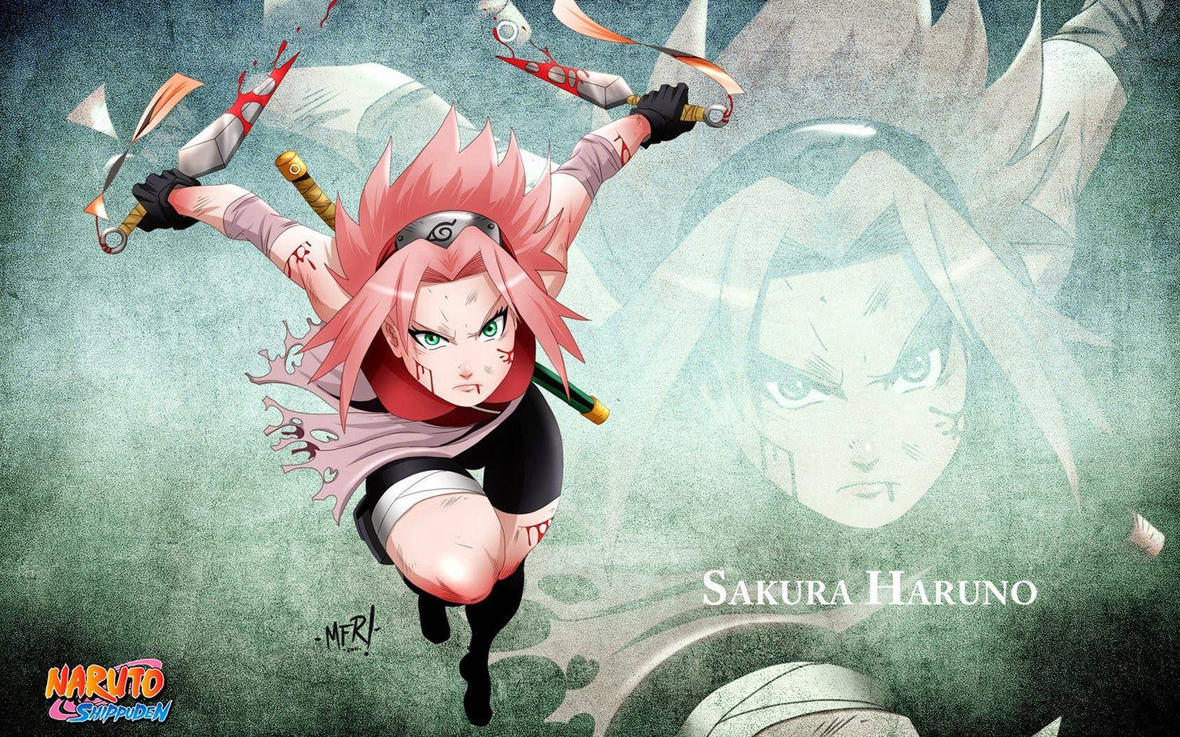 Naruto Anime Sakura Bloody Kunai Background