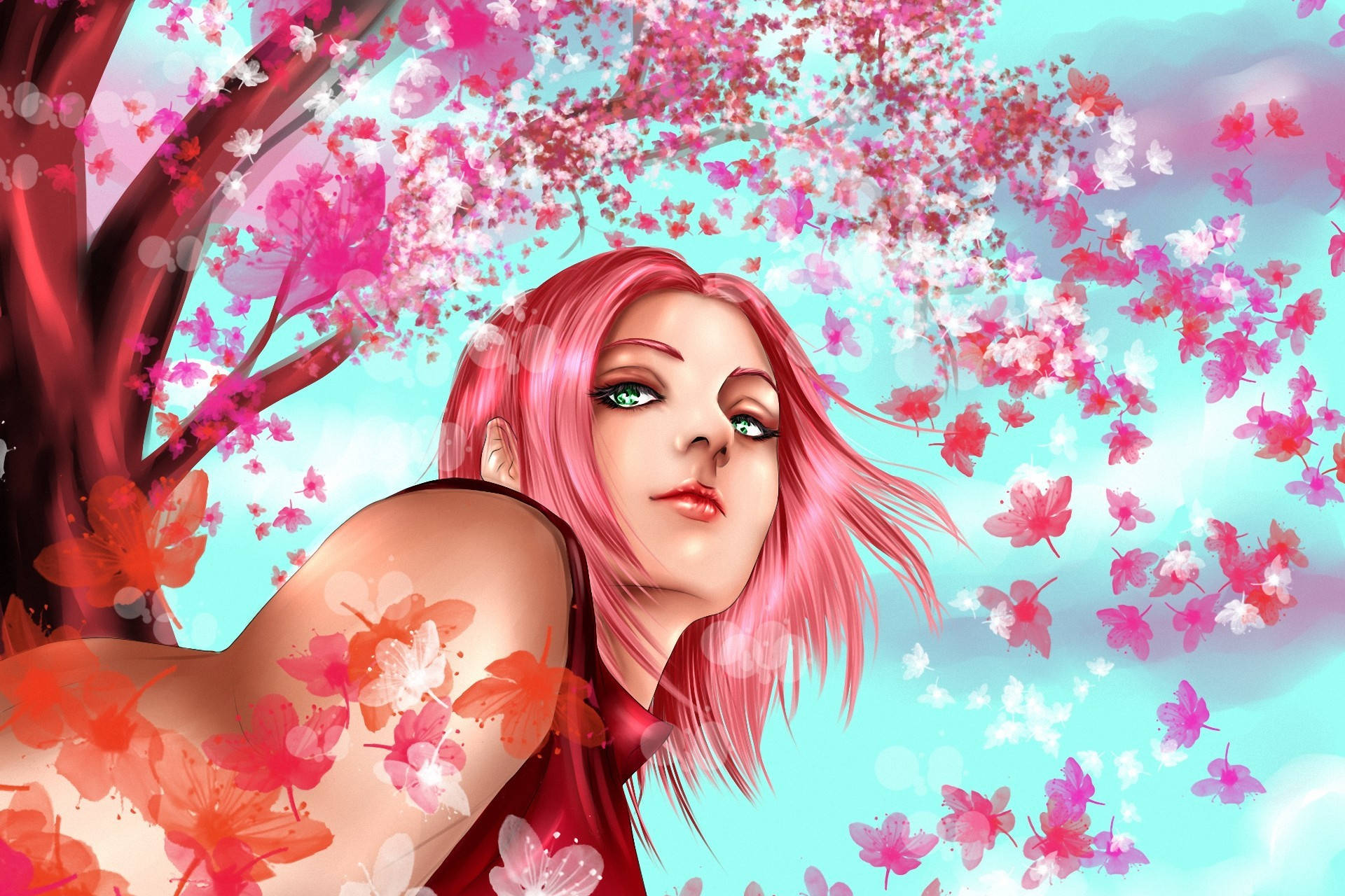 Naruto Anime Sakura Cherry Blossoms Background