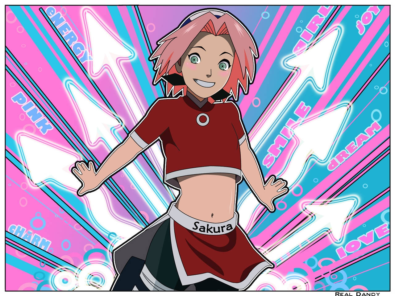 Naruto Anime Sakura Happy Smile Background