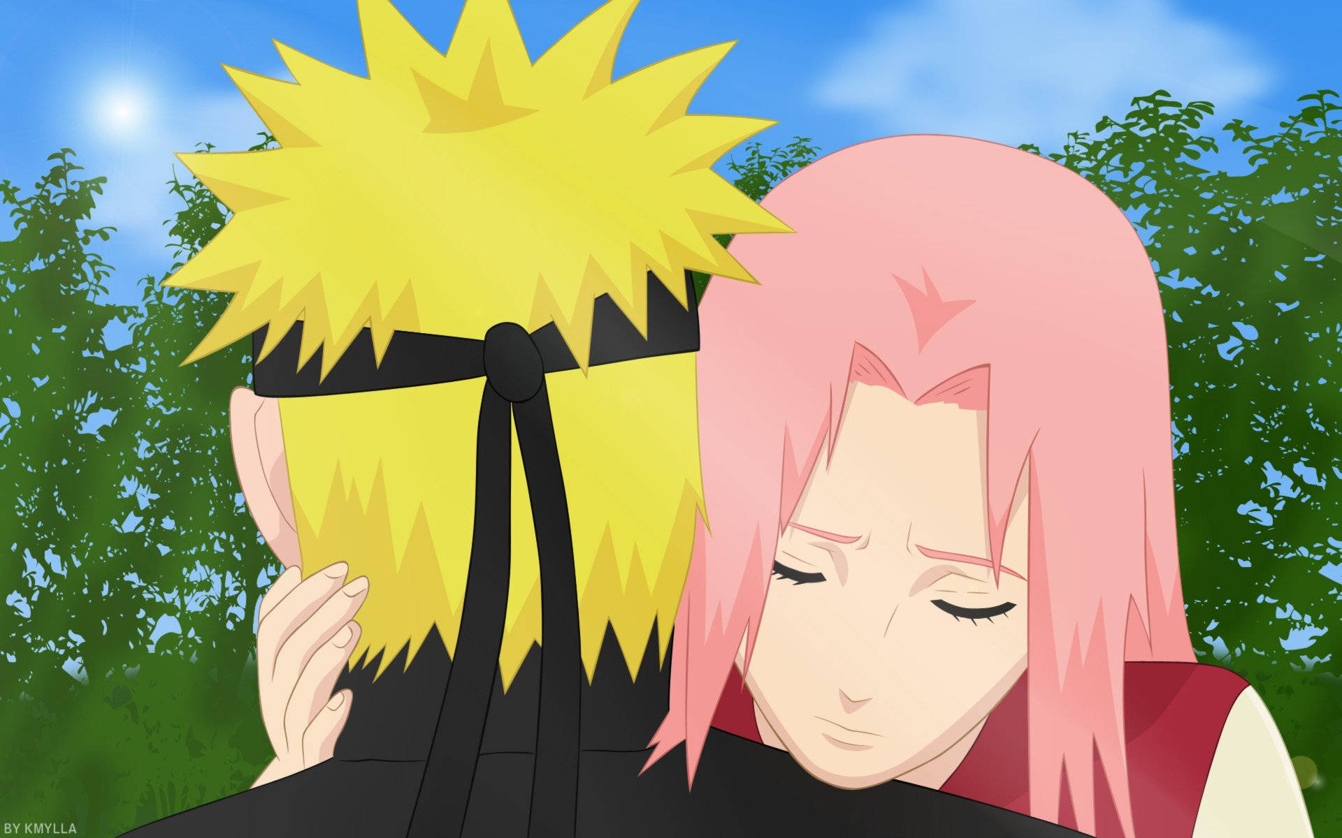 Naruto Anime Sakura Hug Background