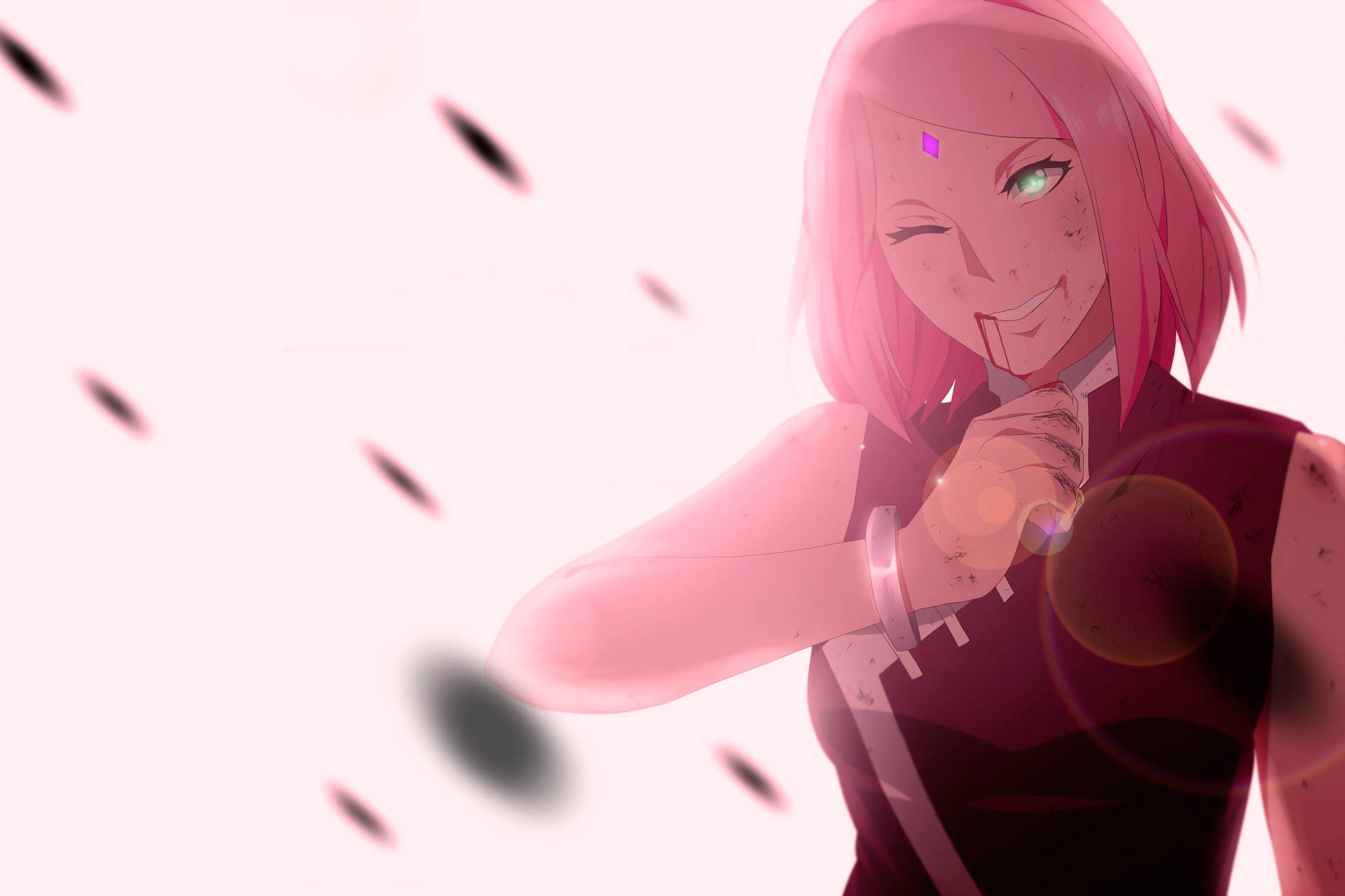 Naruto Anime Sakura Injured Face Background