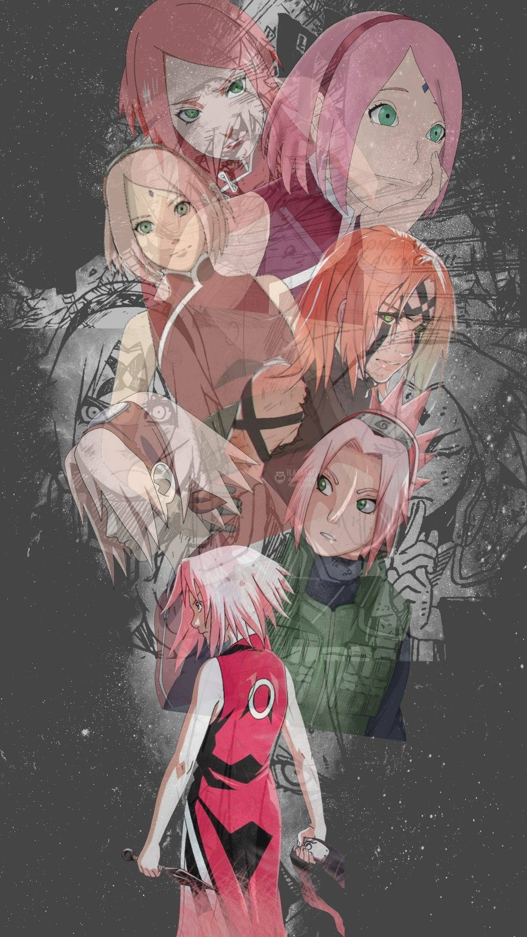 Naruto Anime Sakura Journey Collage Background
