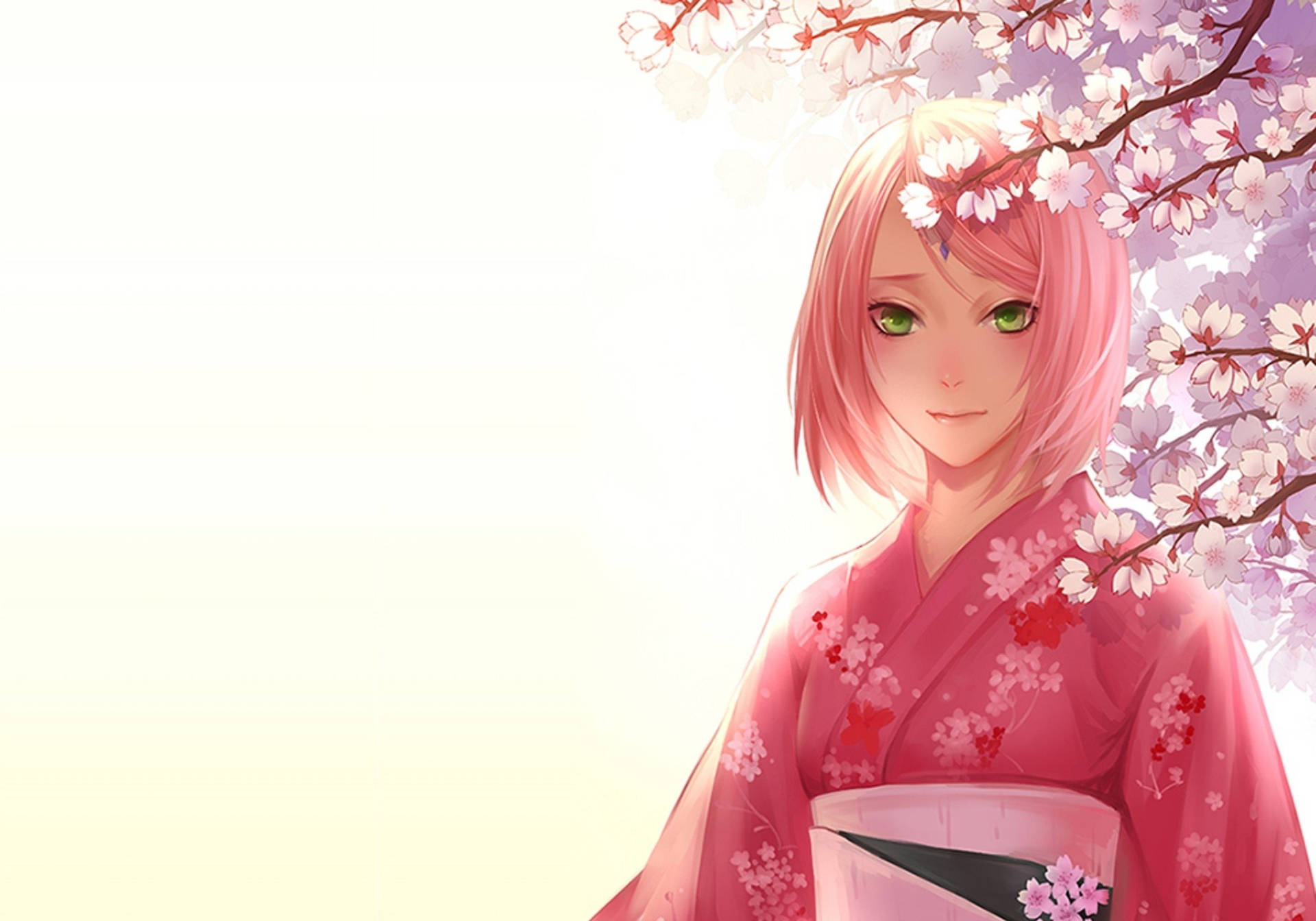 Naruto Anime Sakura Pink Kimono Background