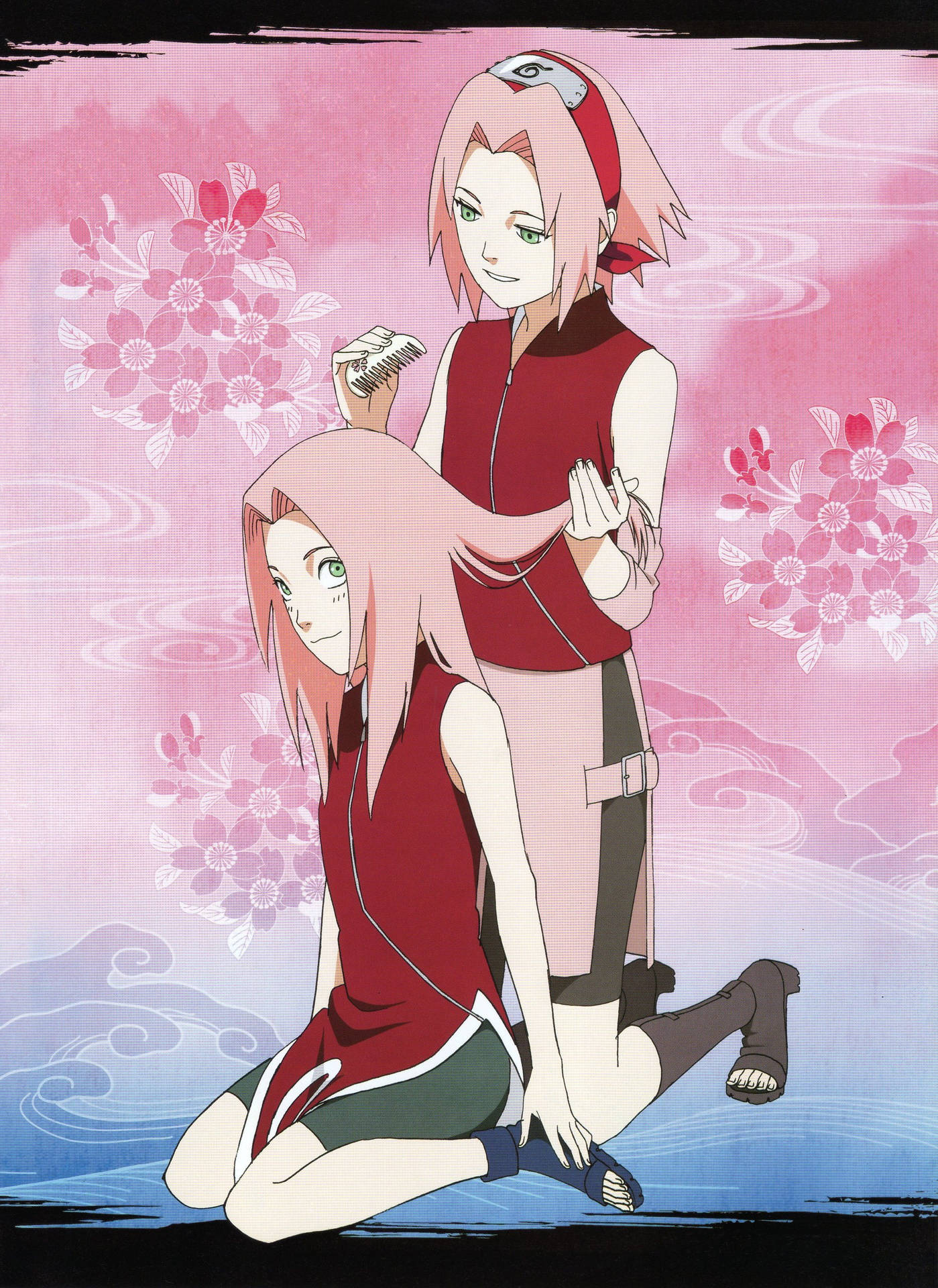 Naruto Anime Young And Adult Sakura Background